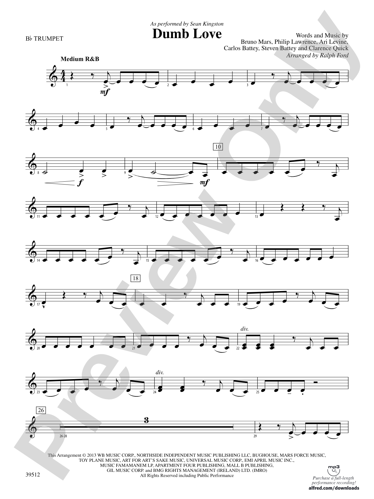 Dumb Love: 1st B-flat Trumpet