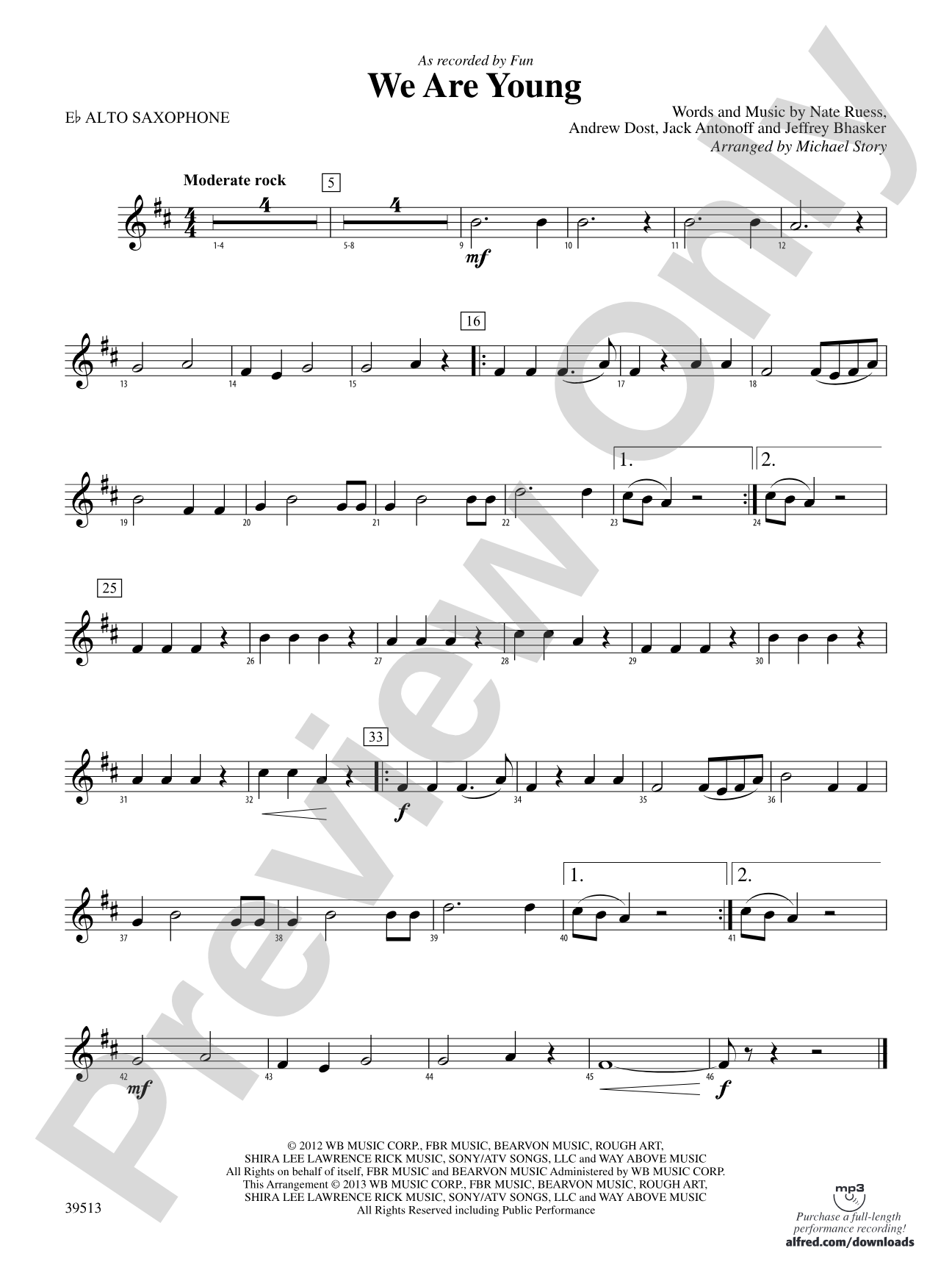 We Are Young: E-flat Alto Saxophone