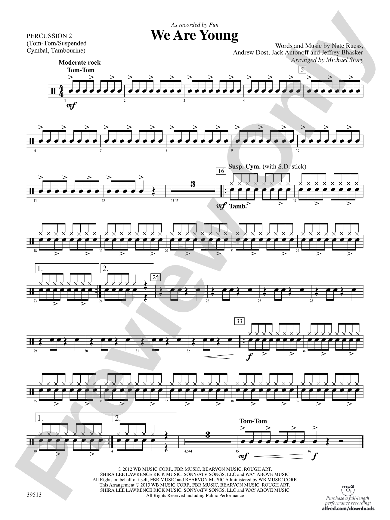 We Are Young: 2nd Percussion