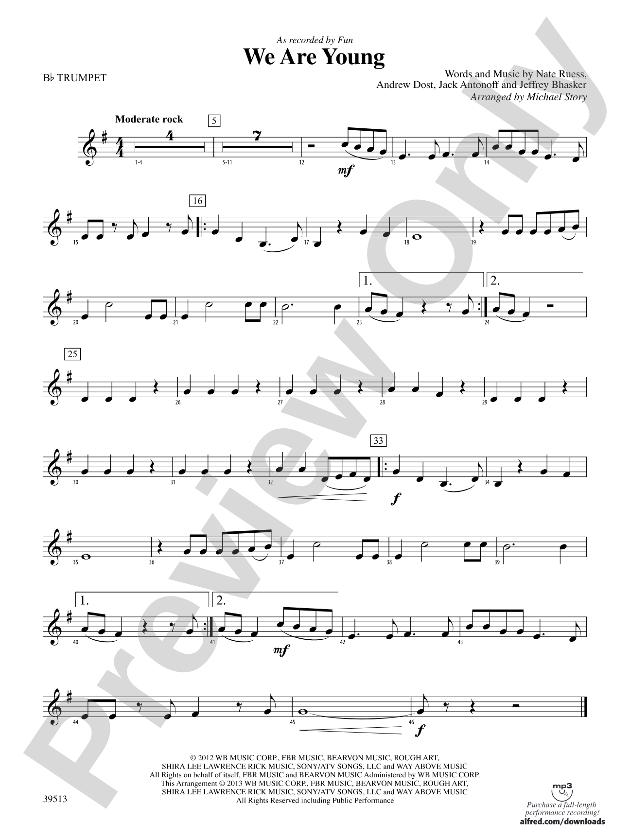 We Are Young: 1st B-flat Trumpet