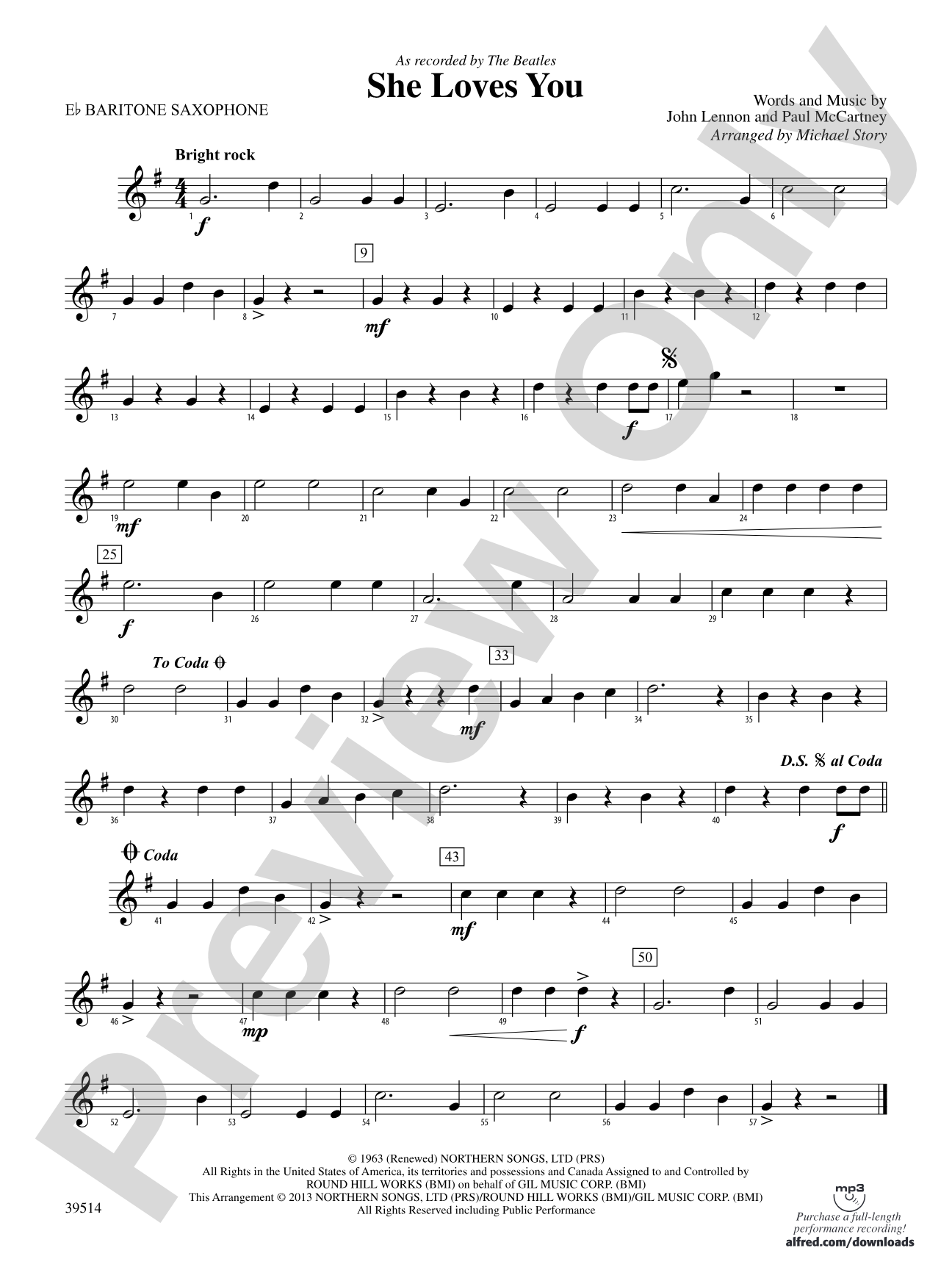 She Loves You: E-flat Baritone Saxophone