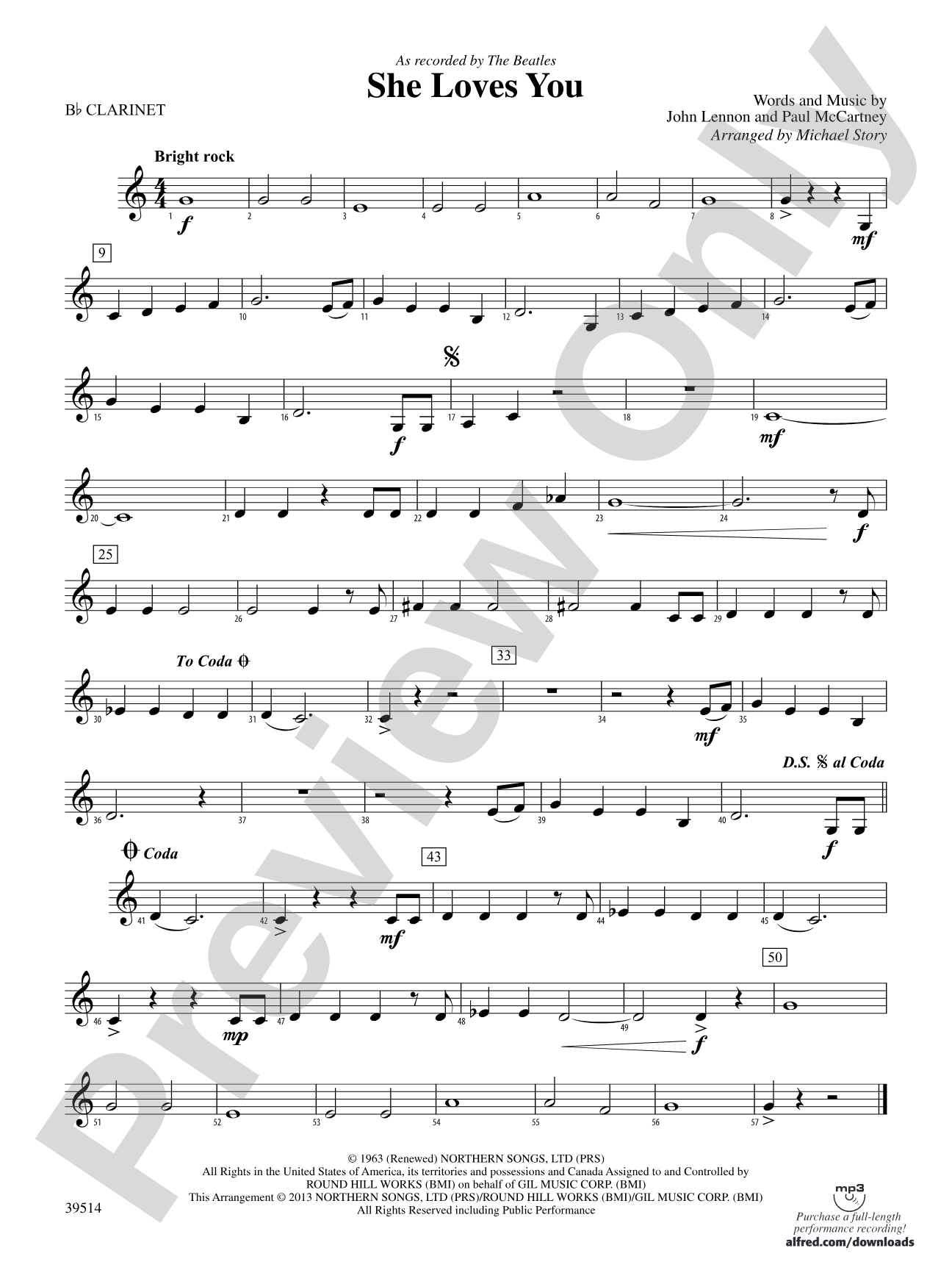 She Loves You: 1st B-flat Clarinet