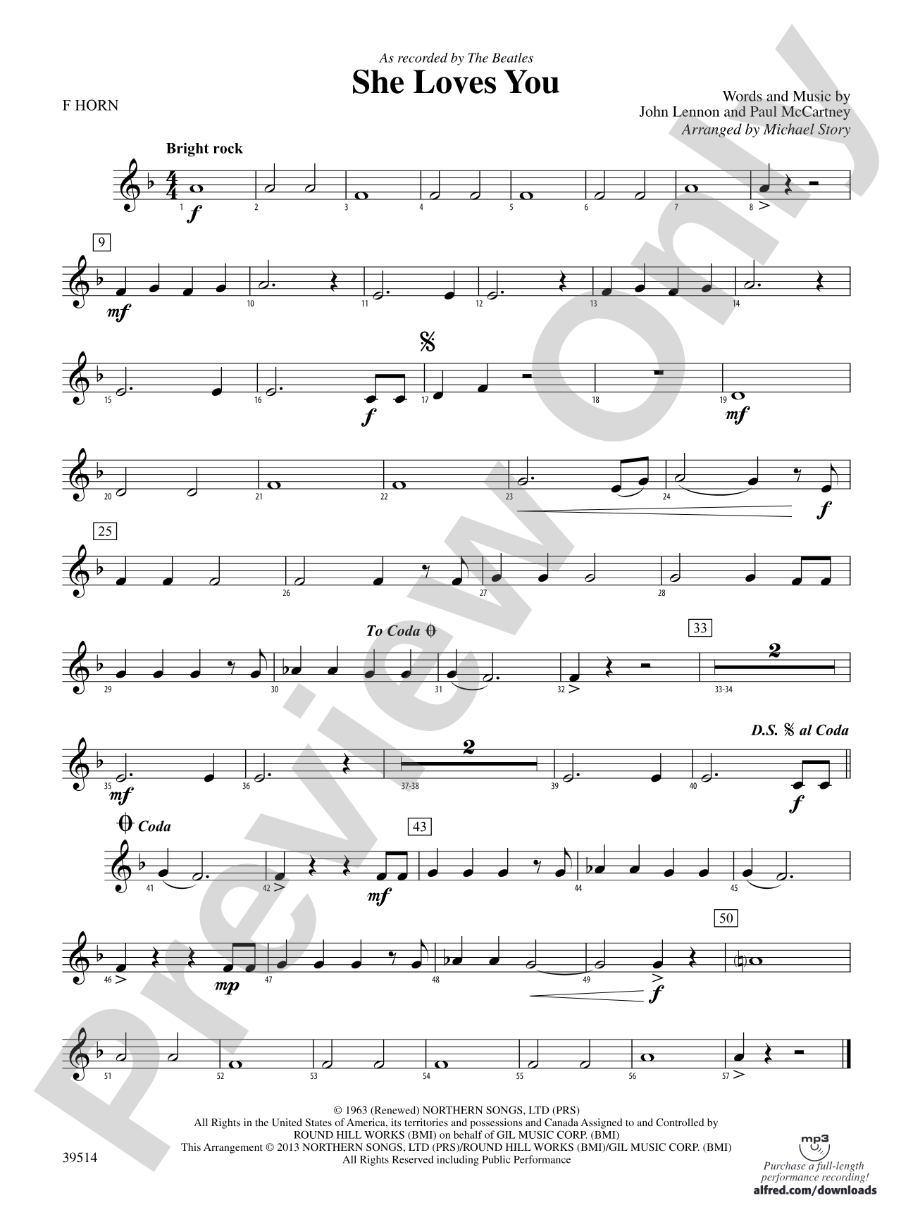 She Loves You: 1st F Horn