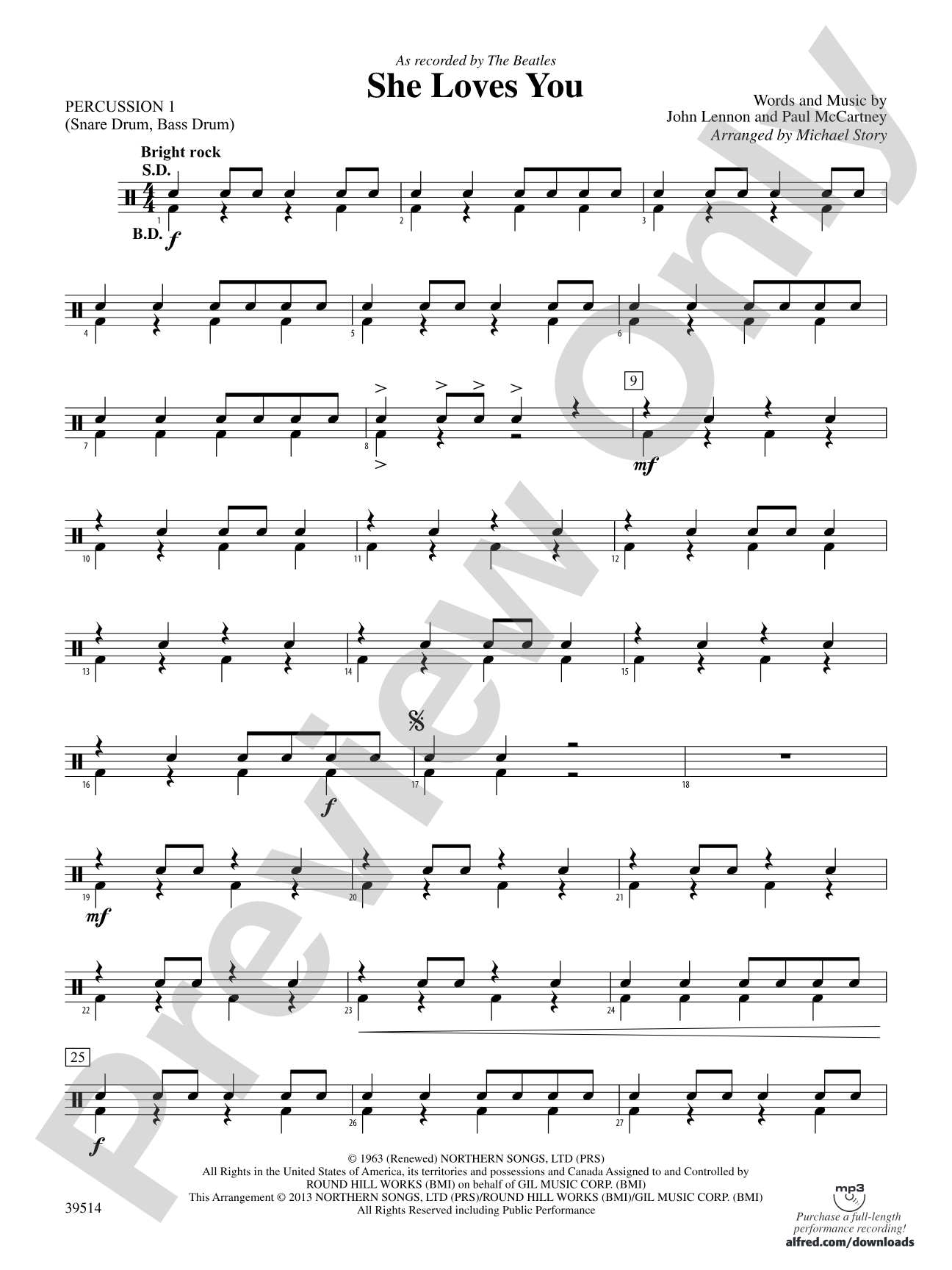 She Loves You: 1st Percussion