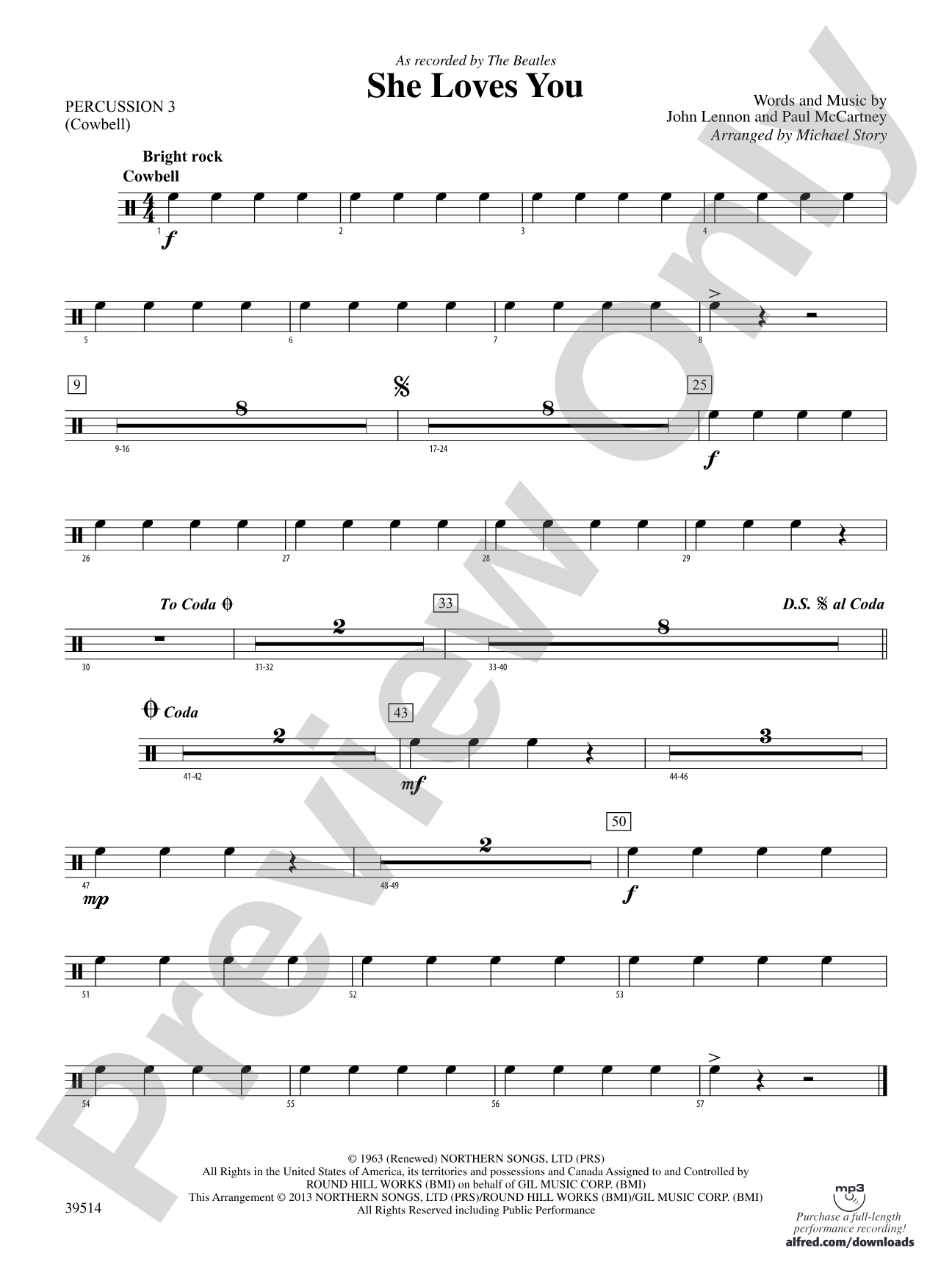 She Loves You: 3rd Percussion