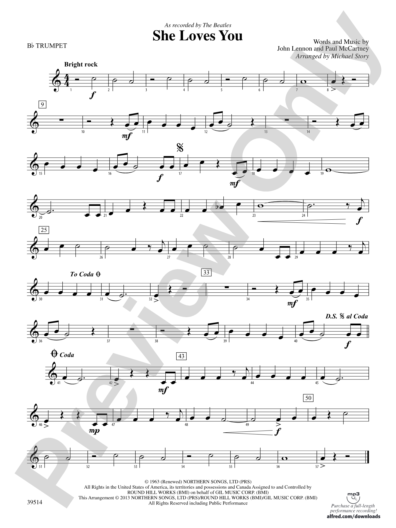 She Loves You: 1st B-flat Trumpet