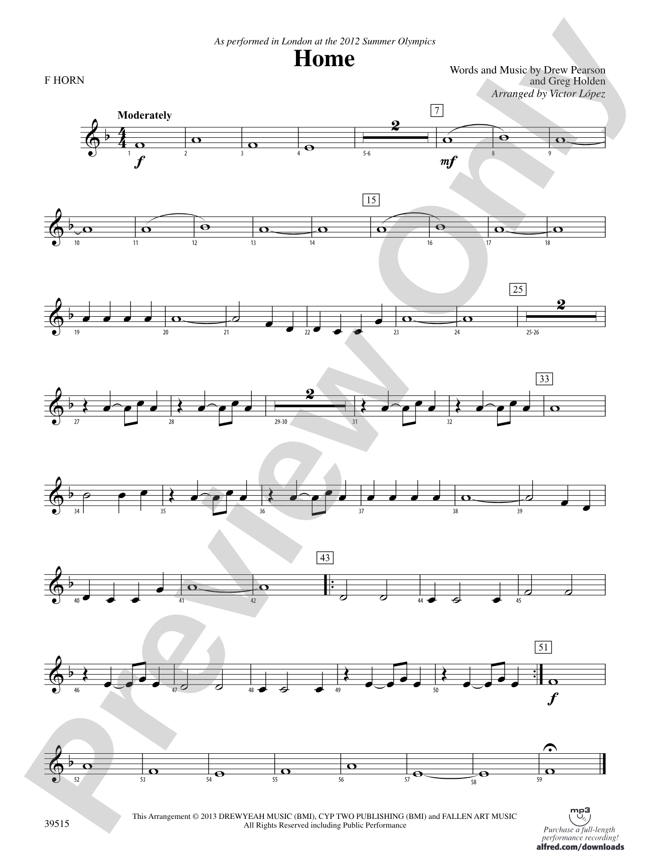 Home: 1st F Horn