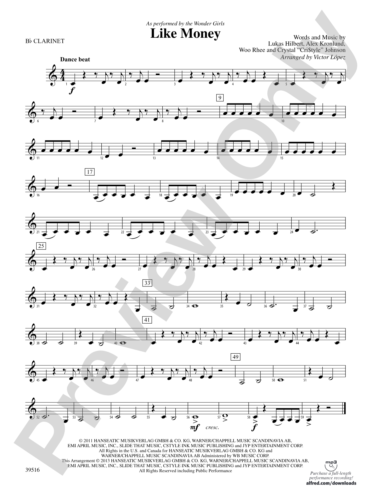 Like Money: 1st B-flat Clarinet