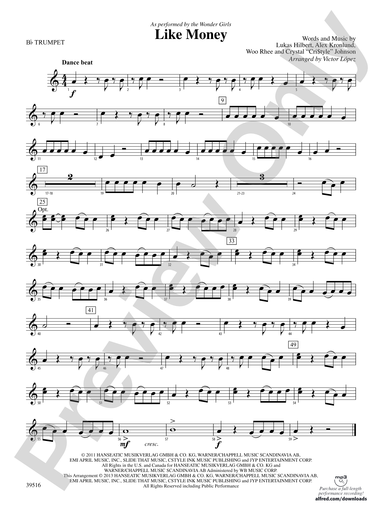 Like Money: 1st B-flat Trumpet