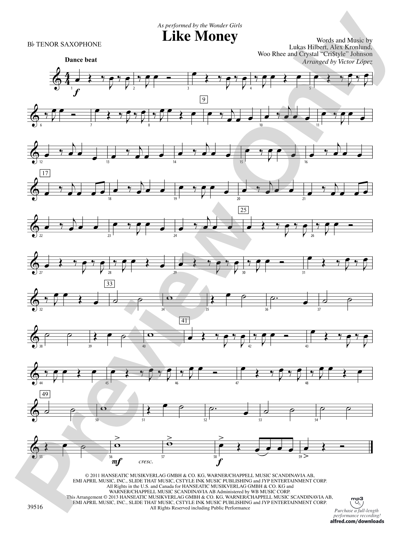 Like Money: B-flat Tenor Saxophone