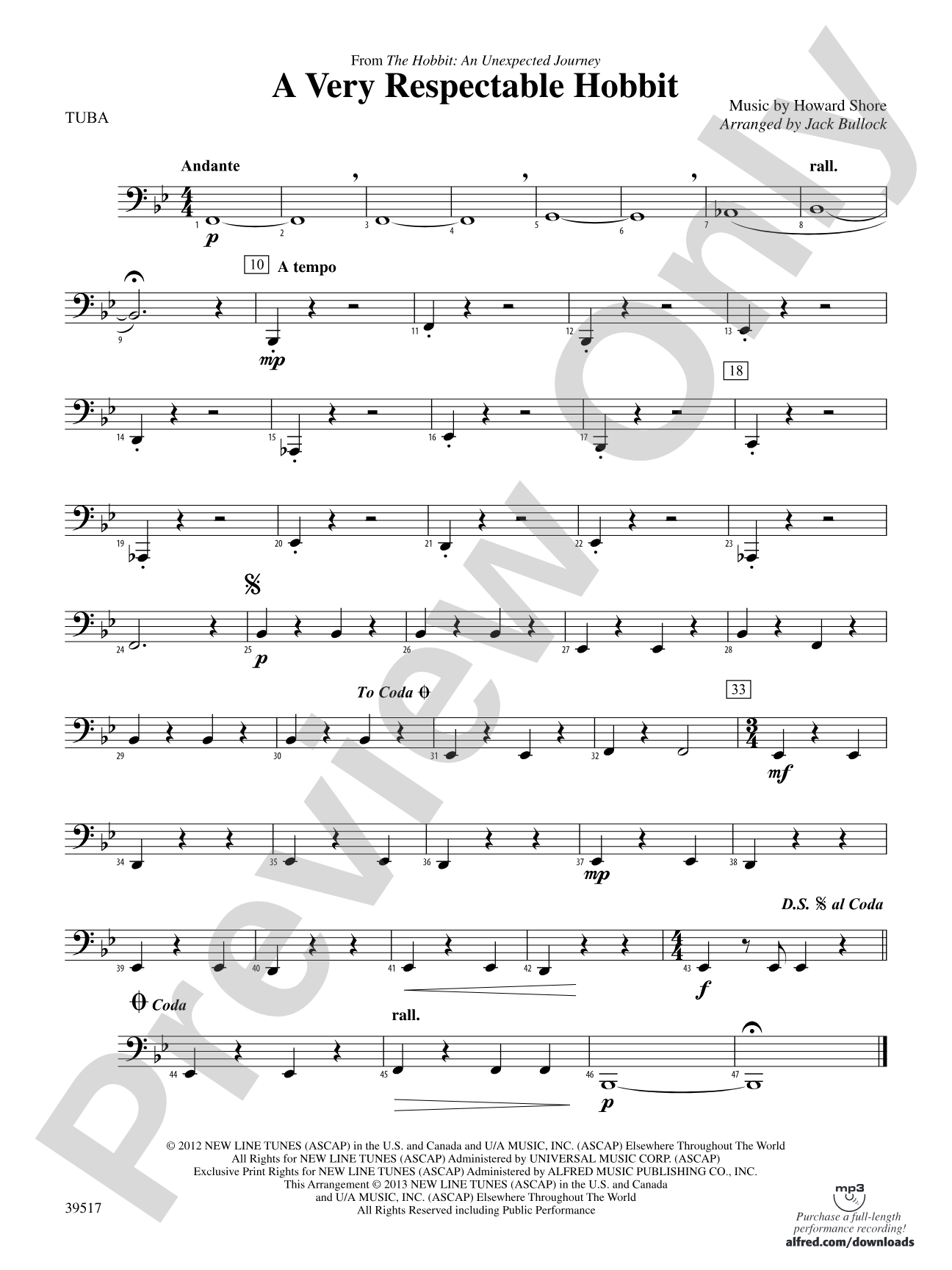 A Very Respectable Hobbit (from The Hobbit: An Unexpected Journey): Tuba