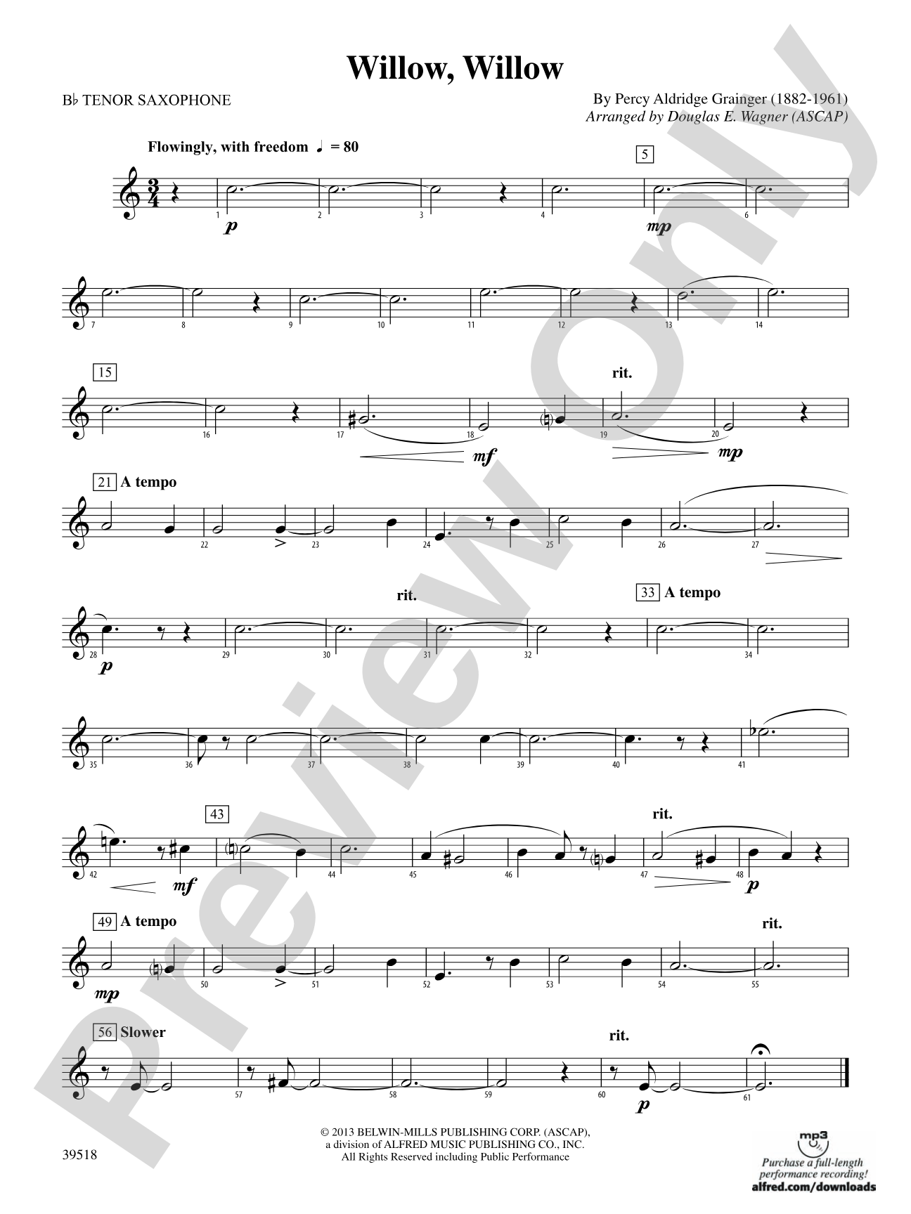Willow, Willow: B-flat Tenor Saxophone