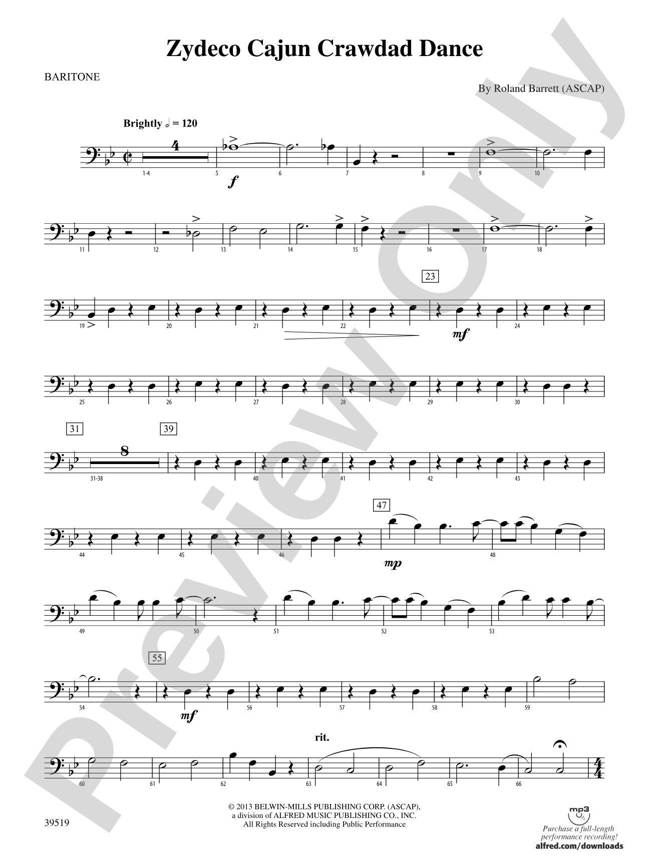Zydeco Cajun Crawdad Dance: Baritone B.C.