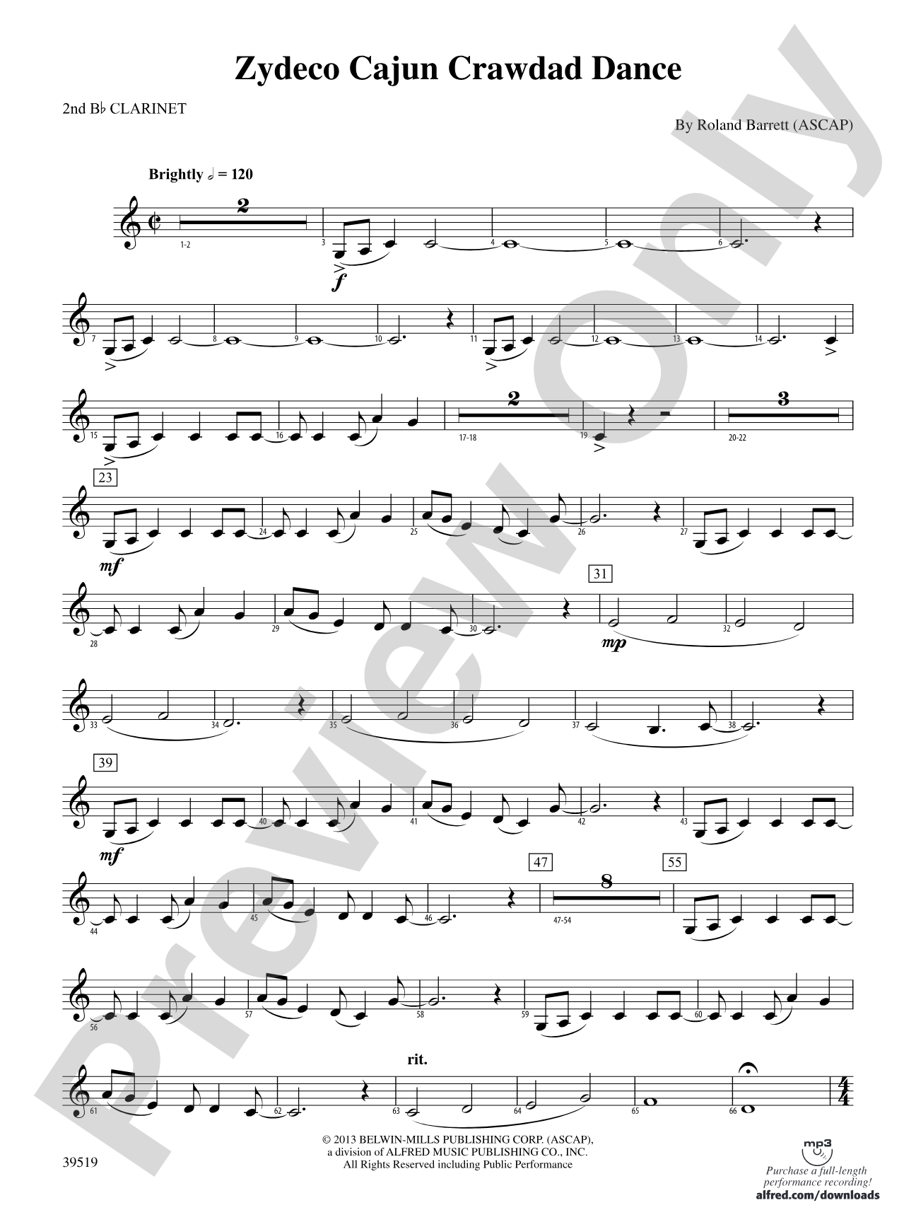 Zydeco Cajun Crawdad Dance: 2nd B-flat Clarinet