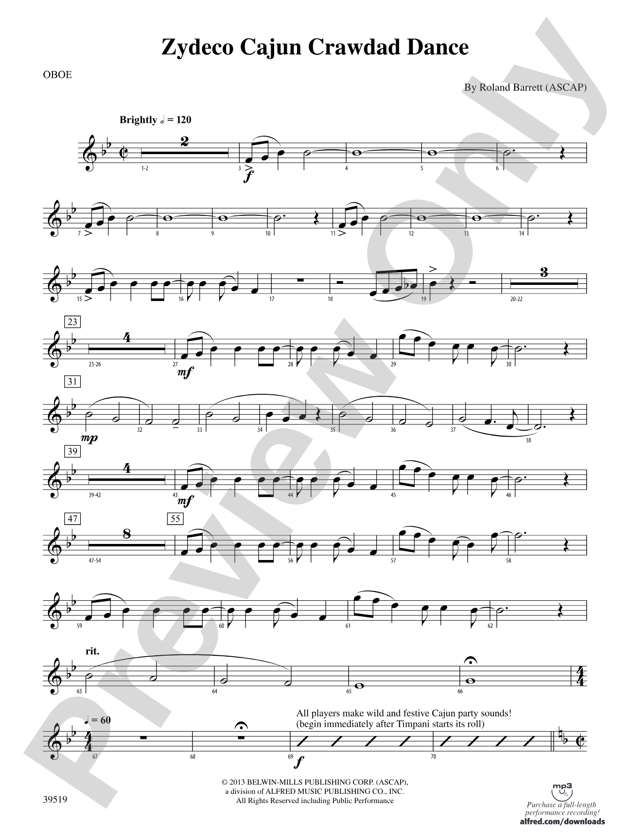 Zydeco Cajun Crawdad Dance: Oboe