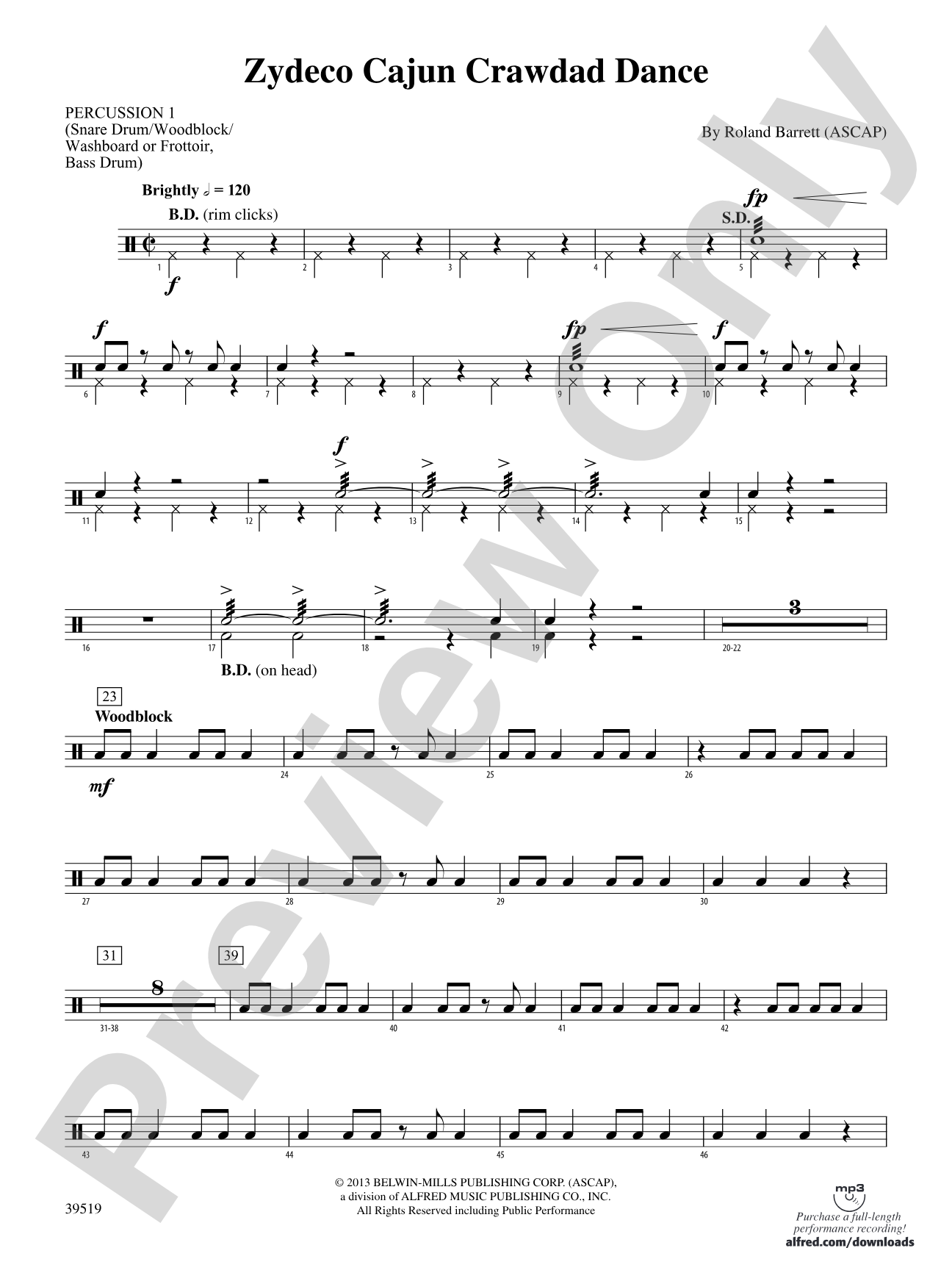 Zydeco Cajun Crawdad Dance: 1st Percussion