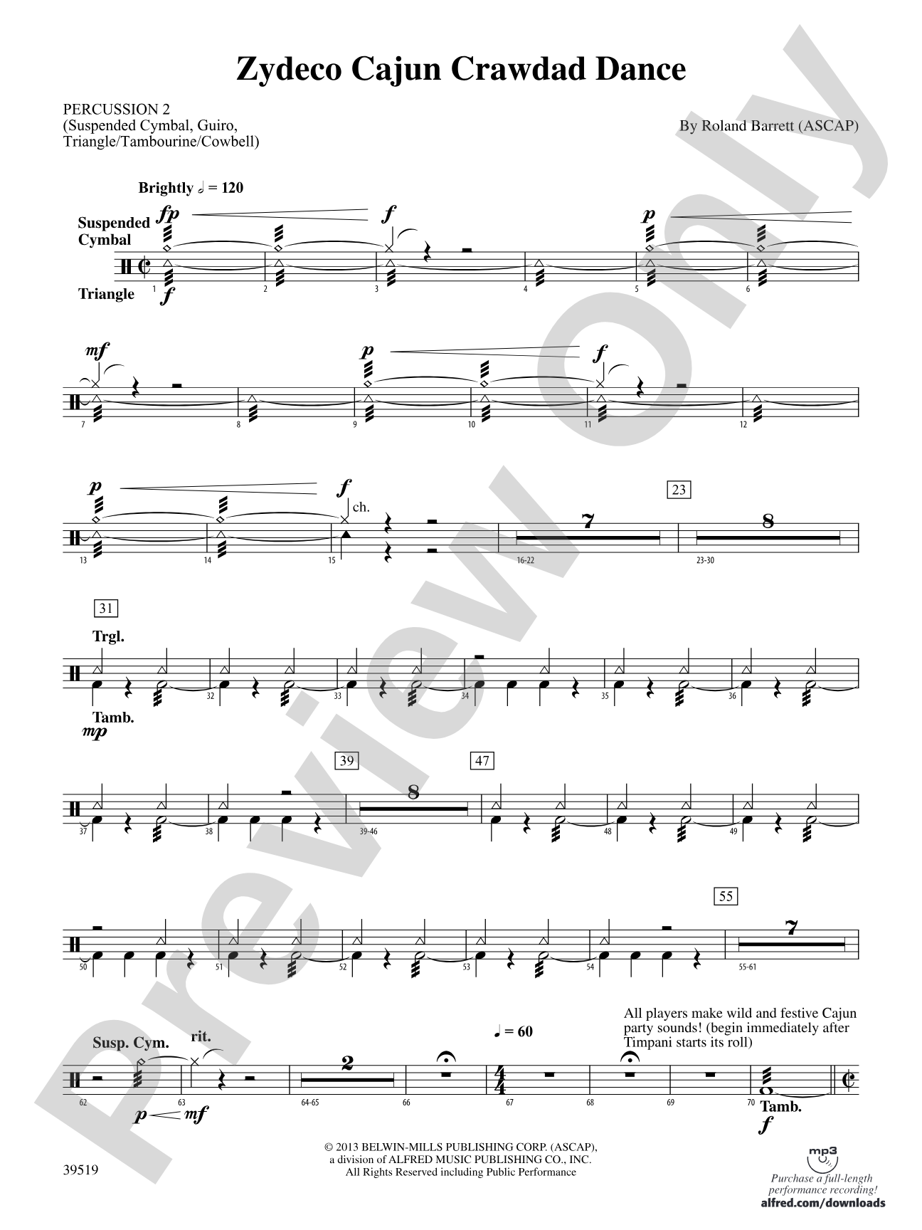 Zydeco Cajun Crawdad Dance: 2nd Percussion