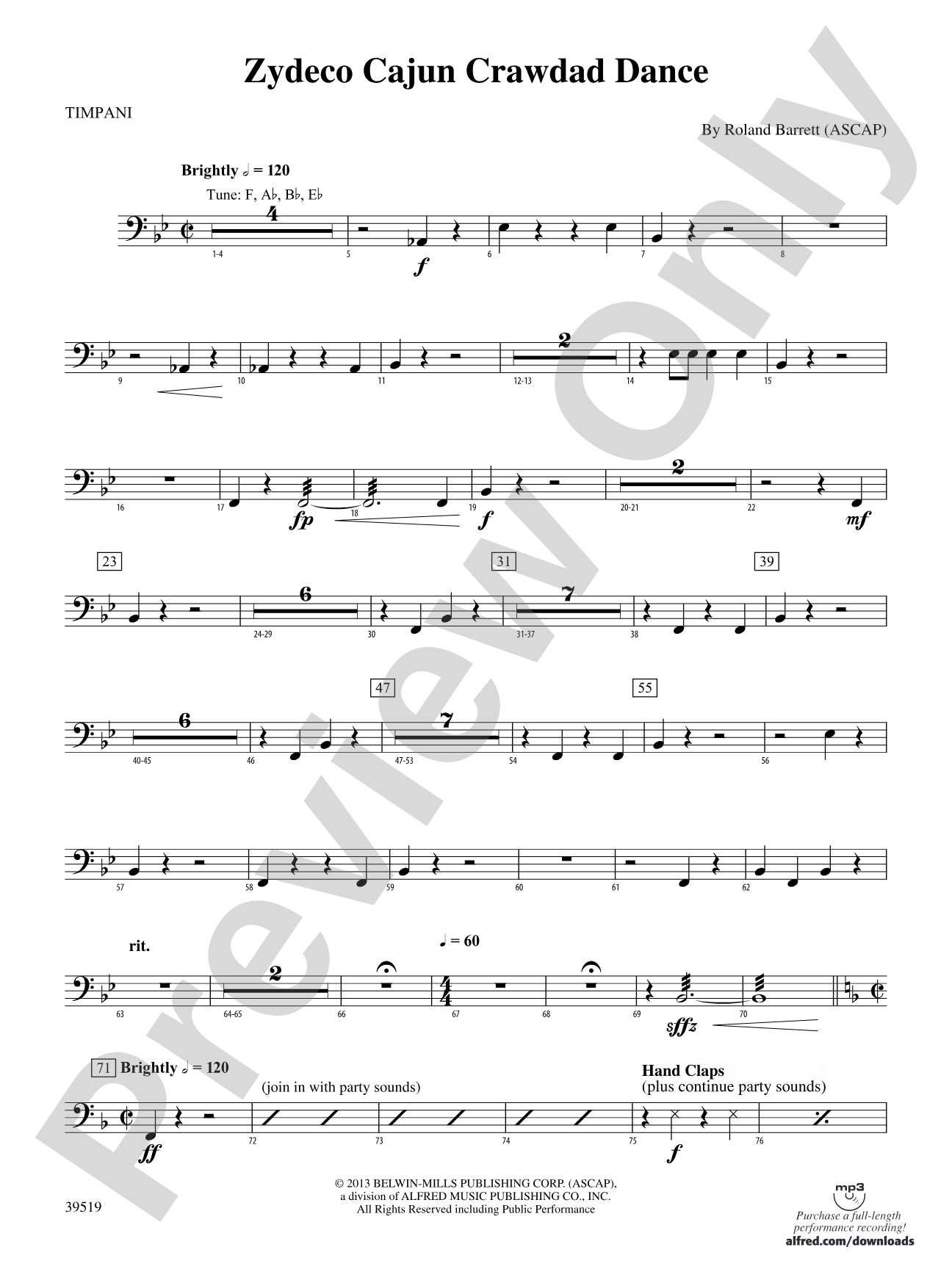 Zydeco Cajun Crawdad Dance: Timpani
