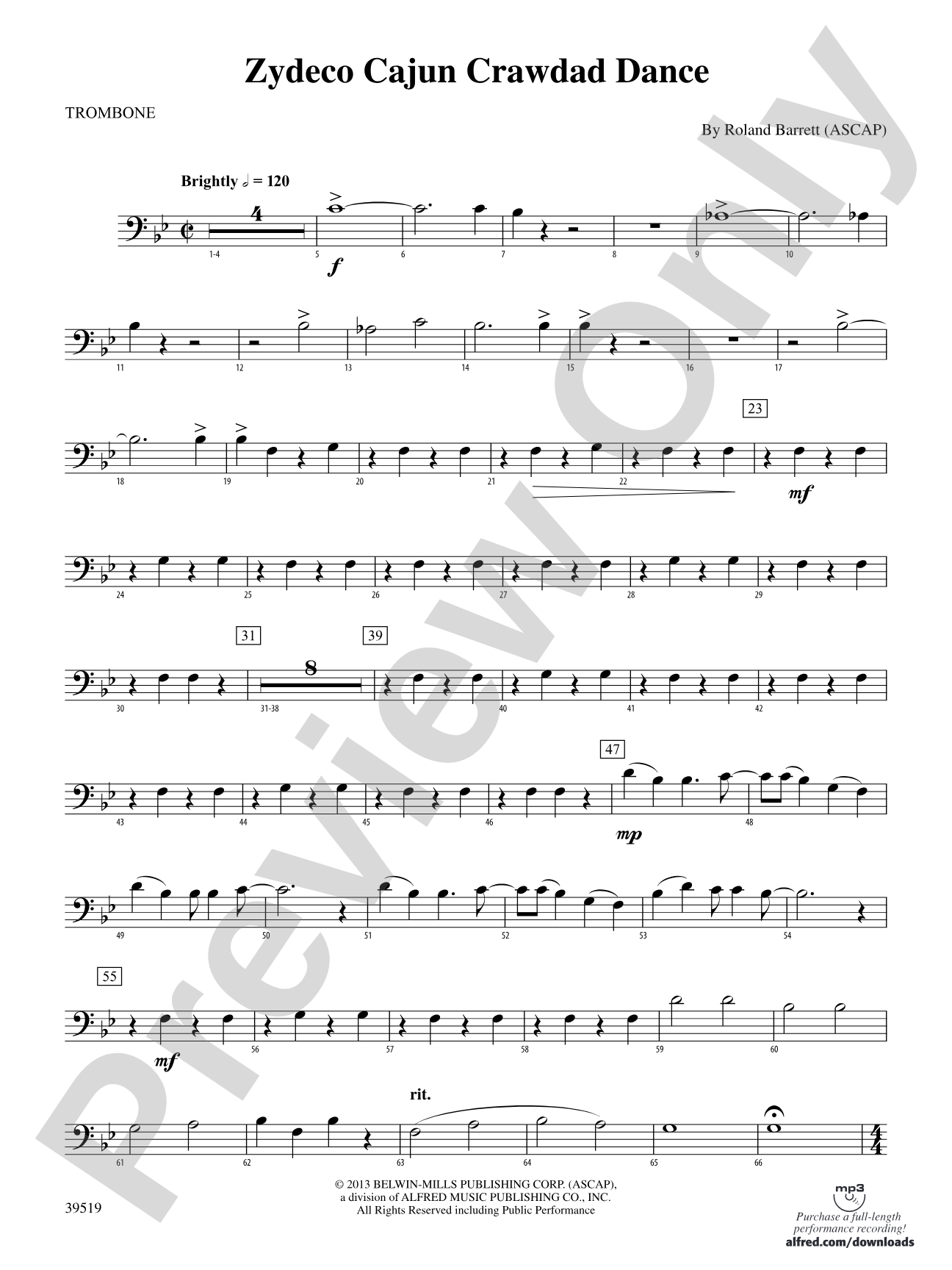 Zydeco Cajun Crawdad Dance: 1st Trombone