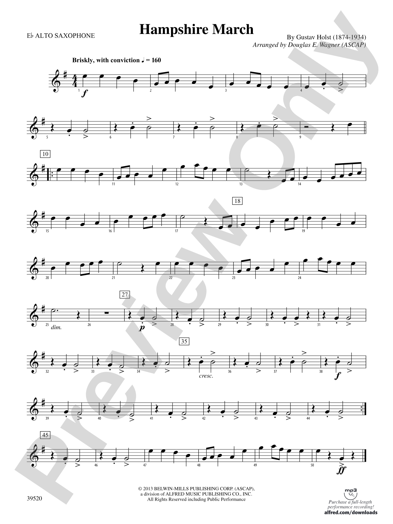 Hampshire March: E-flat Alto Saxophone