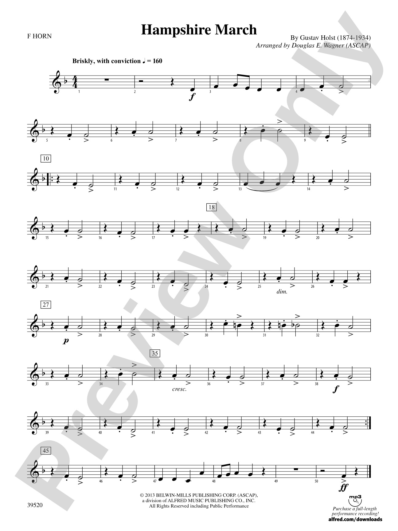 Hampshire March: 1st F Horn