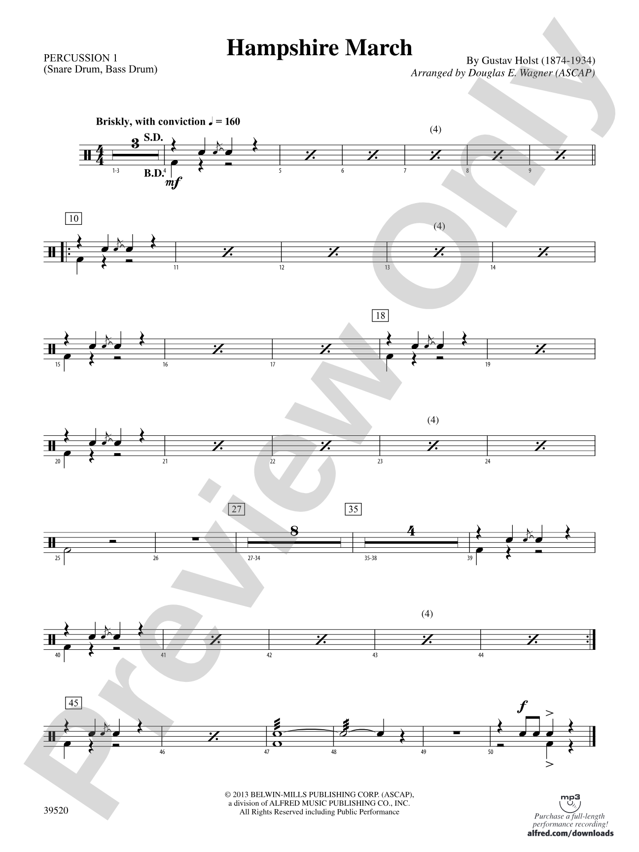 Hampshire March: 1st Percussion