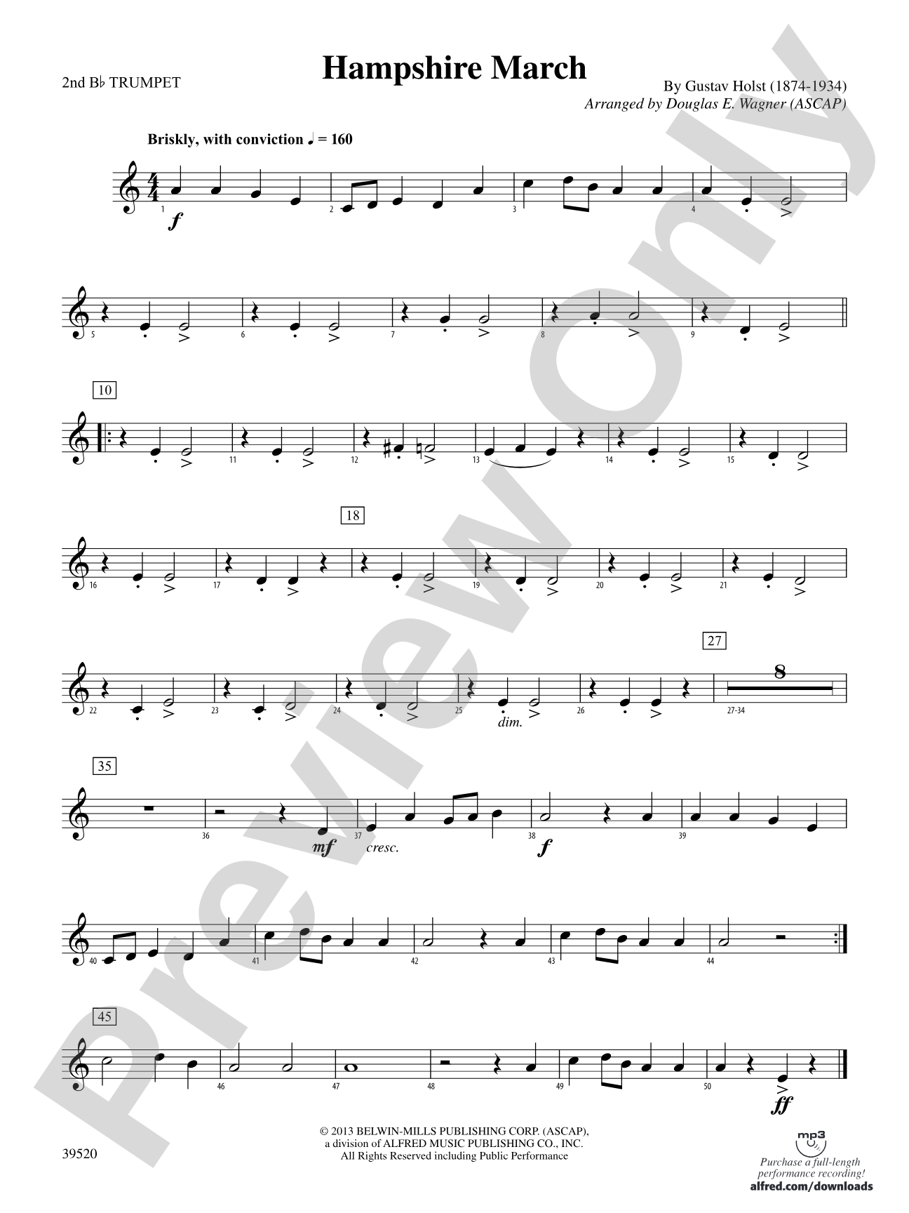 Hampshire March: 2nd B-flat Trumpet