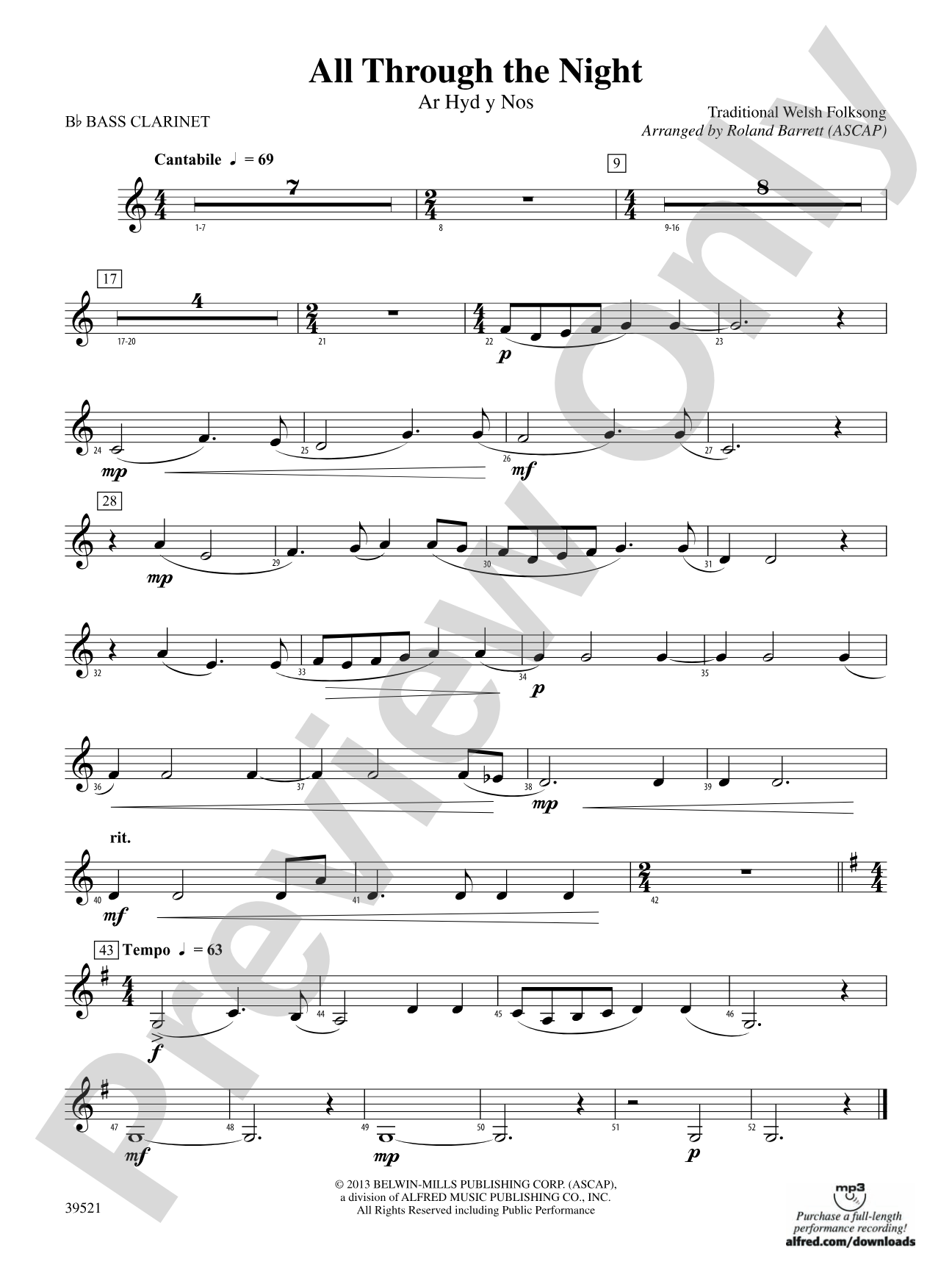 All Through the Night: B-flat Bass Clarinet