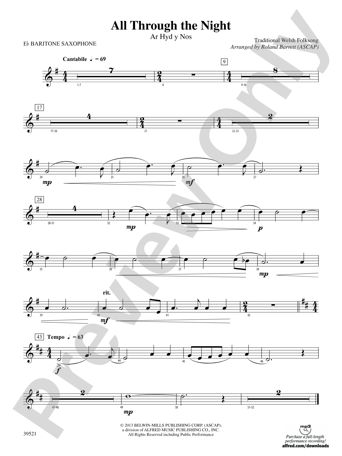 All Through the Night: E-flat Baritone Saxophone