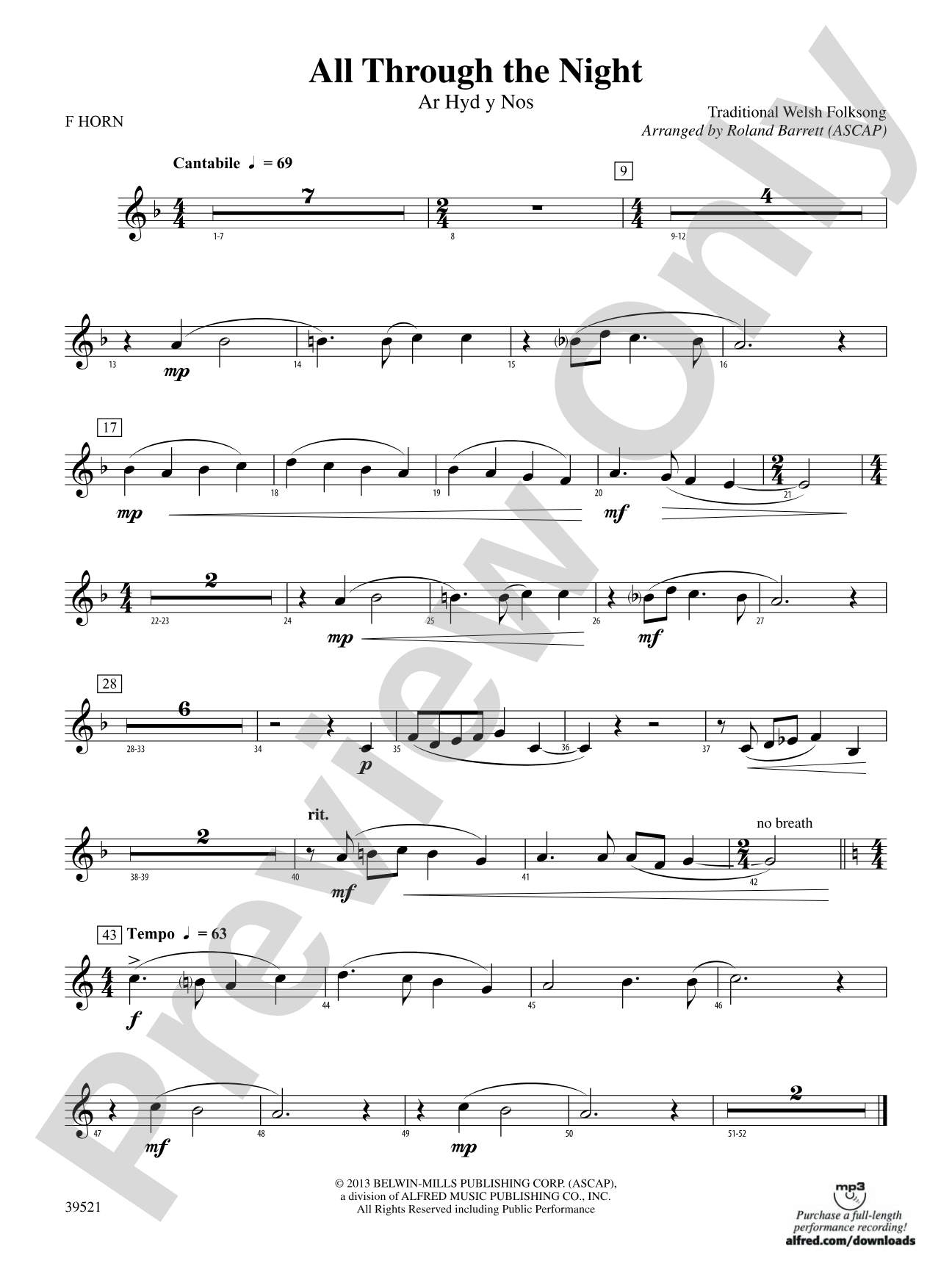 All Through the Night: 1st F Horn