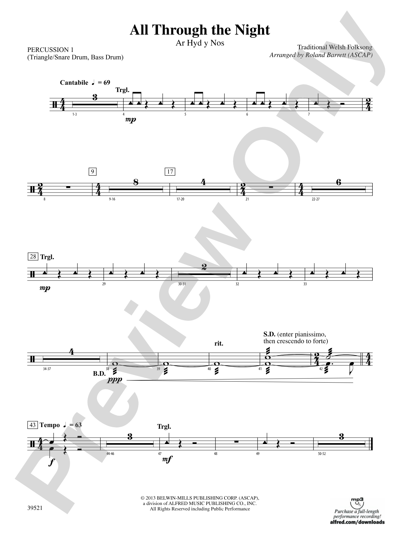 All Through the Night: 1st Percussion