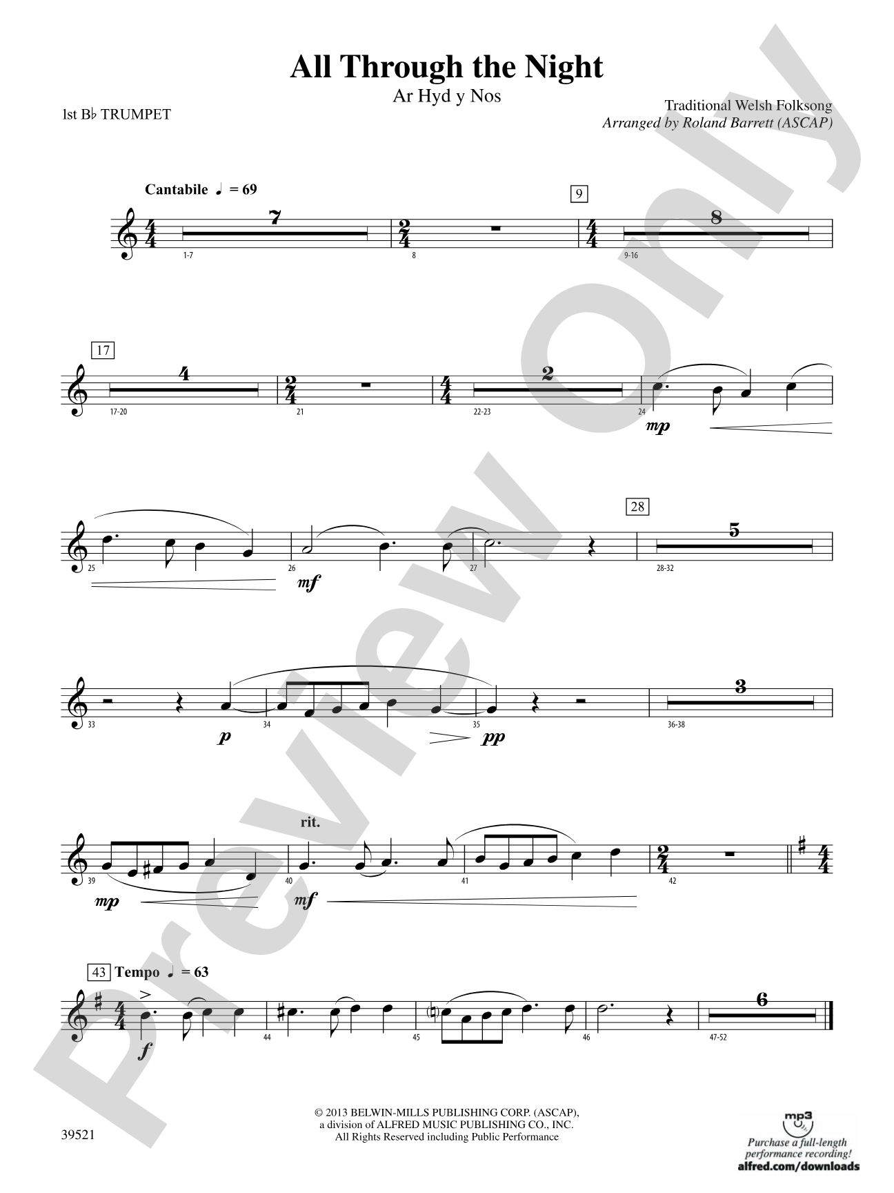 All Through the Night: 1st B-flat Trumpet
