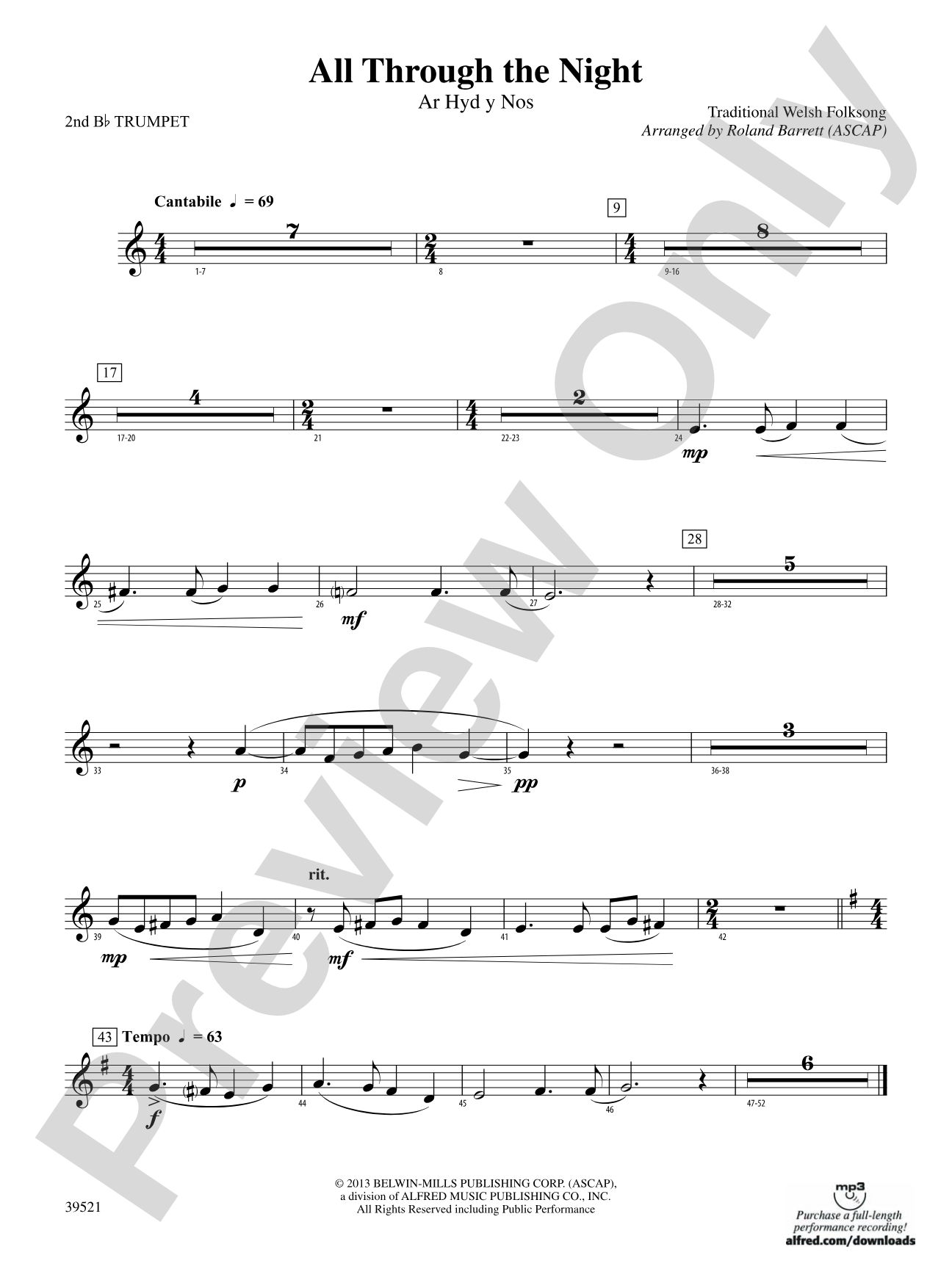 All Through the Night: 2nd B-flat Trumpet