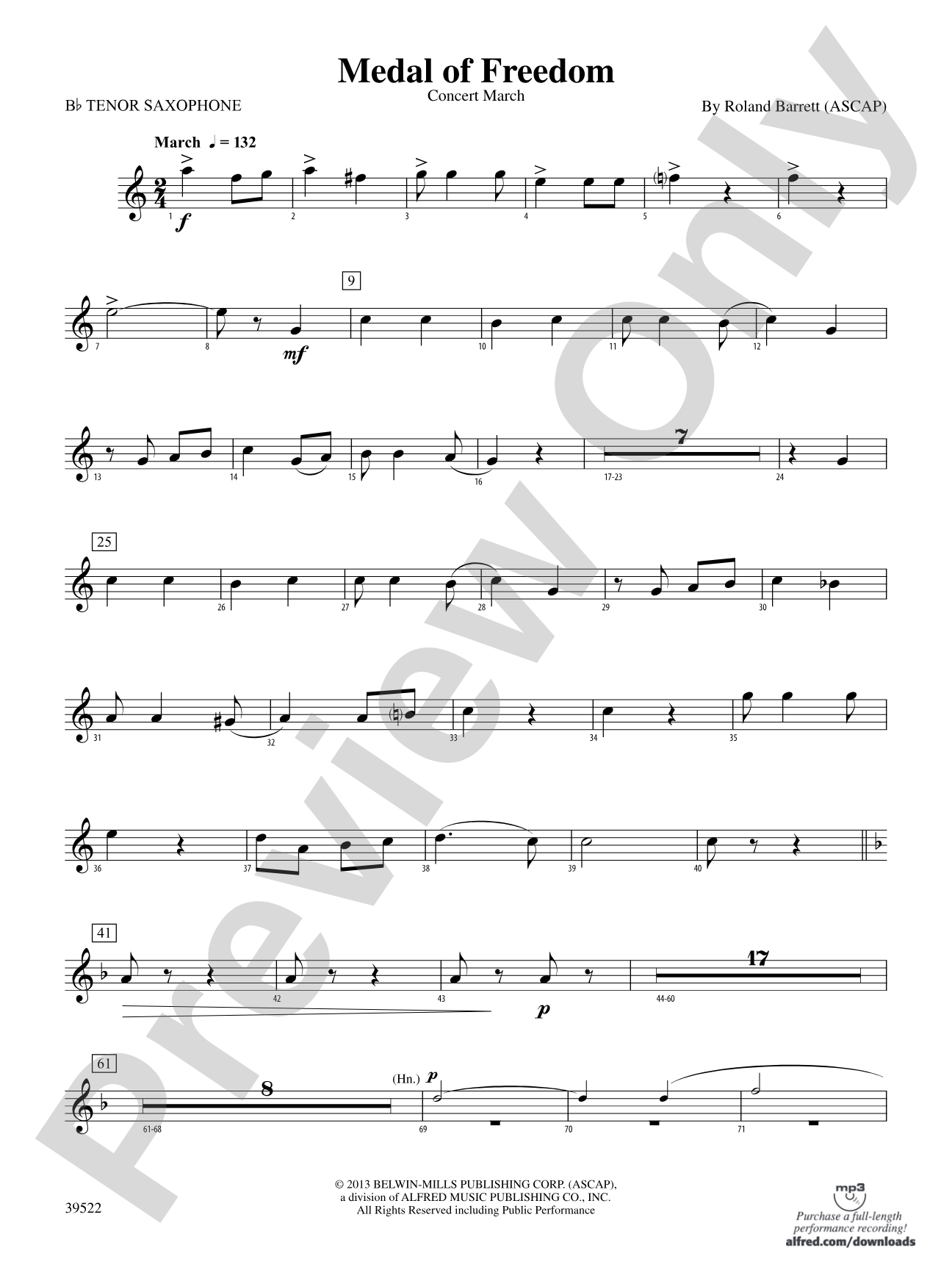 Medal of Freedom: B-flat Tenor Saxophone