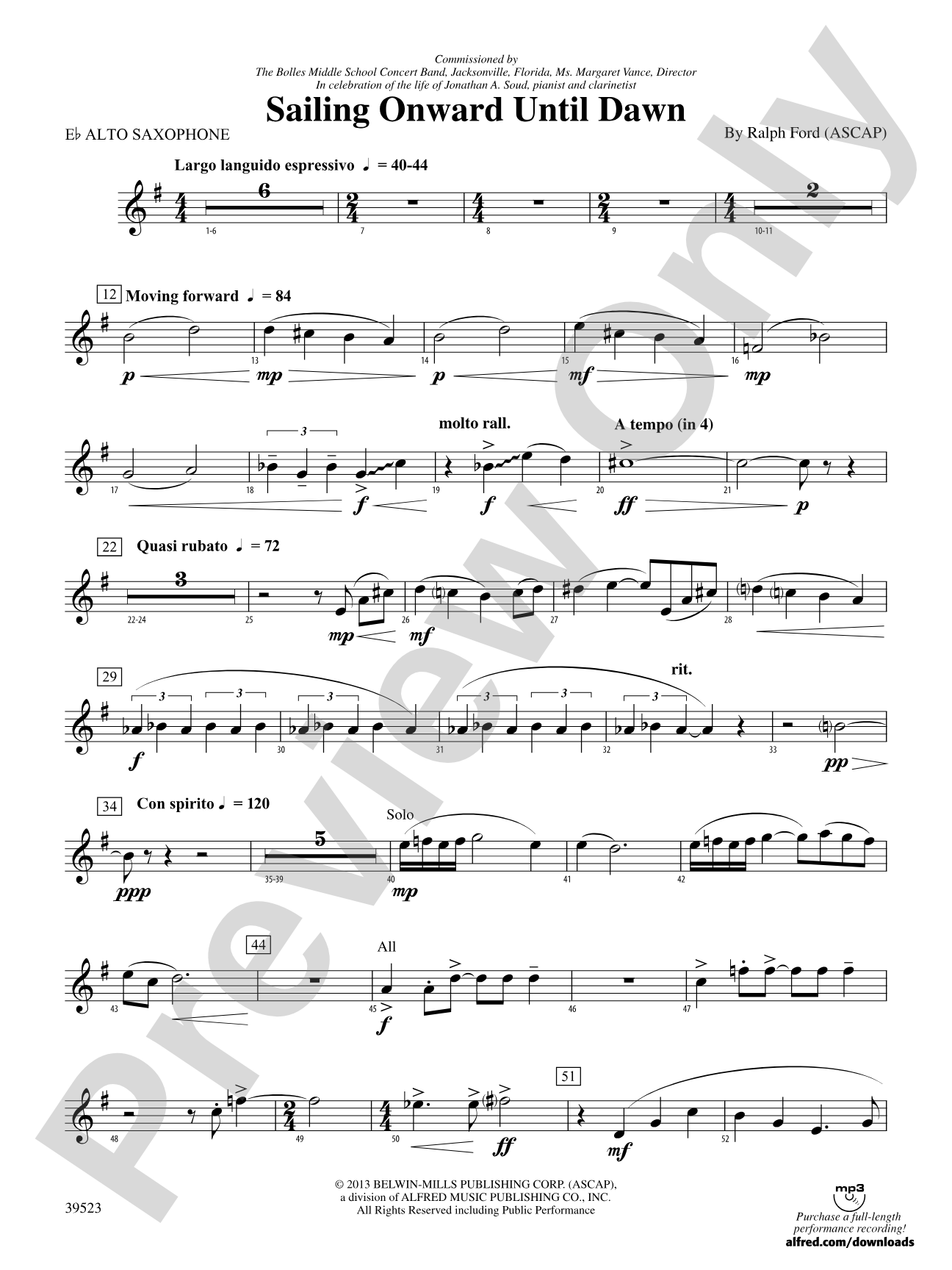 Sailing Onward Until Dawn: E-flat Alto Saxophone