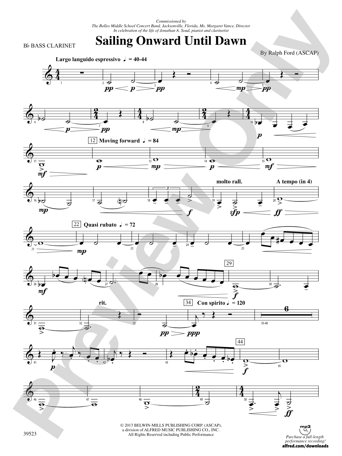 Sailing Onward Until Dawn: B-flat Bass Clarinet