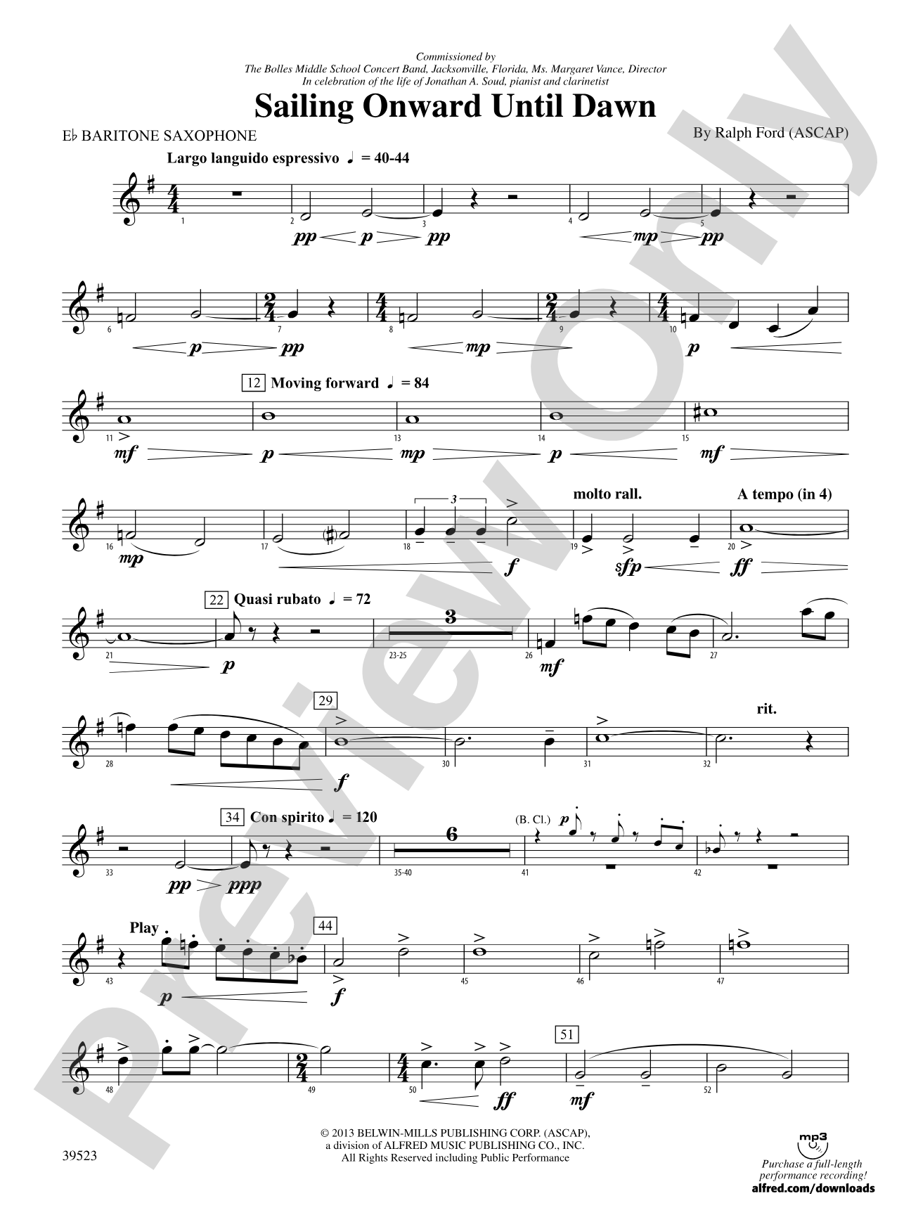 Sailing Onward Until Dawn: E-flat Baritone Saxophone