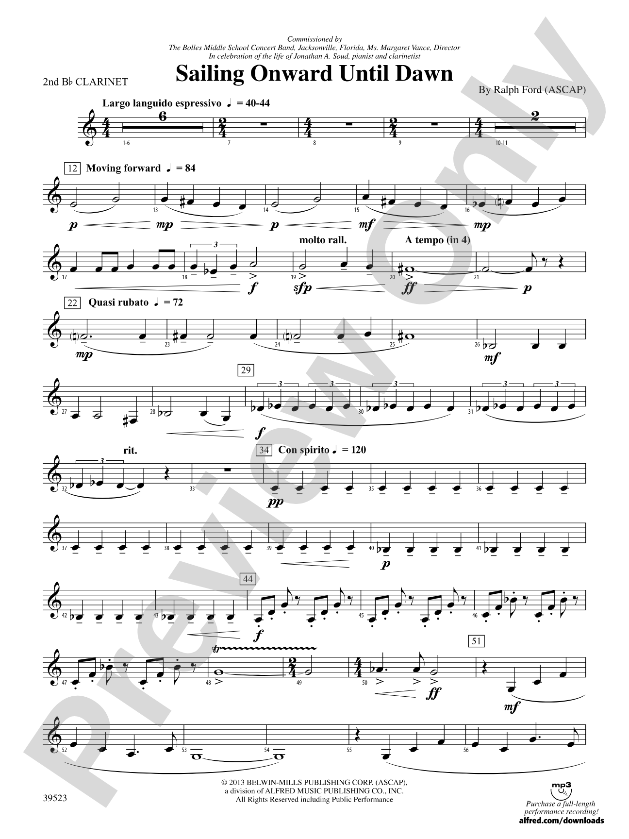 Sailing Onward Until Dawn: 2nd B-flat Clarinet
