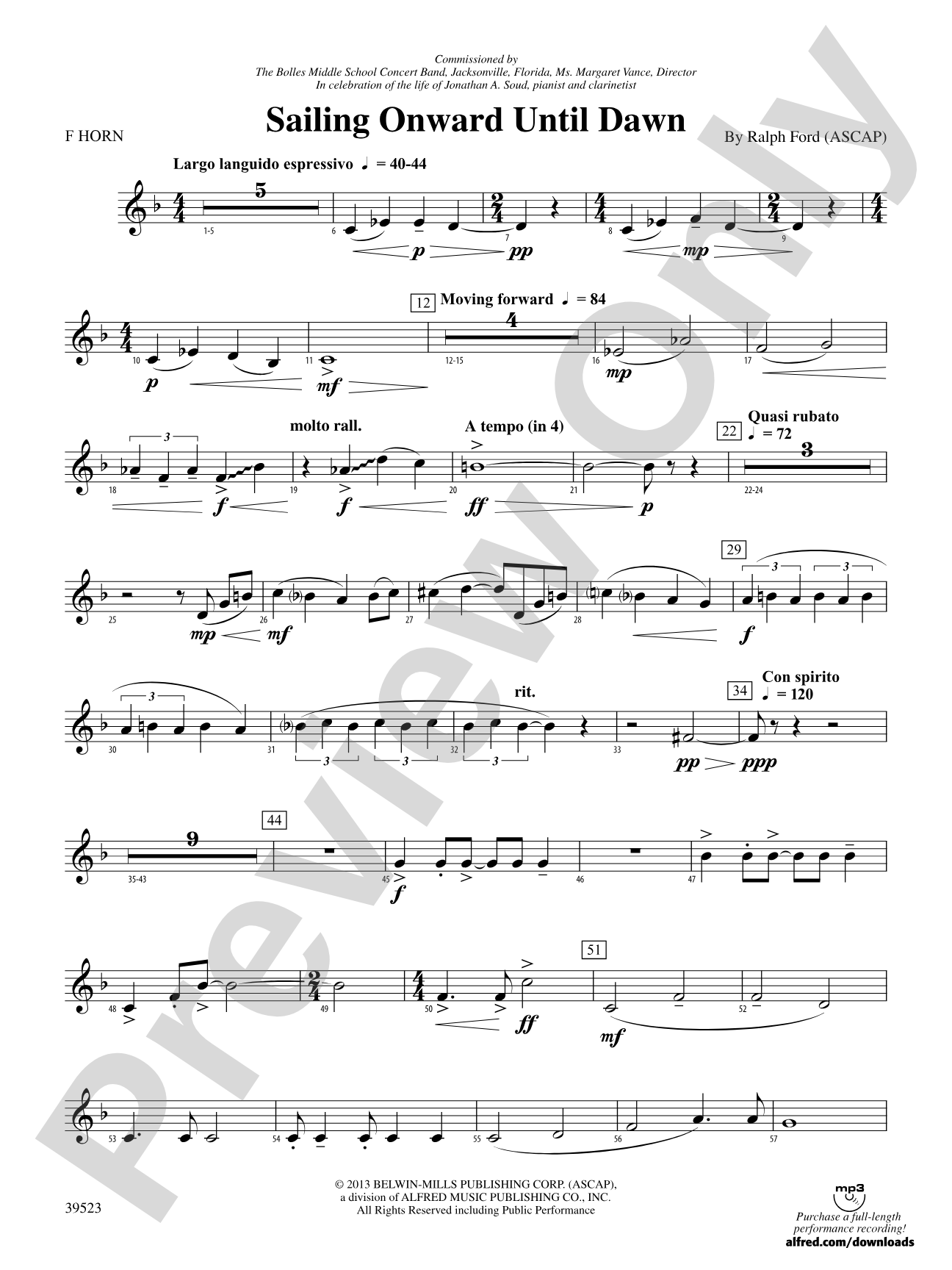 Sailing Onward Until Dawn: 1st F Horn