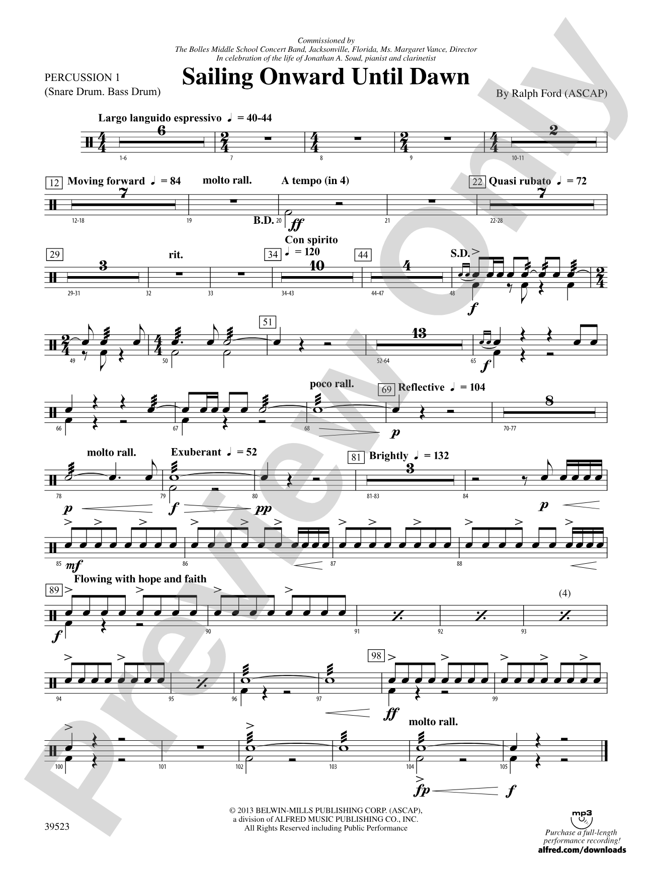 Sailing Onward Until Dawn: 1st Percussion