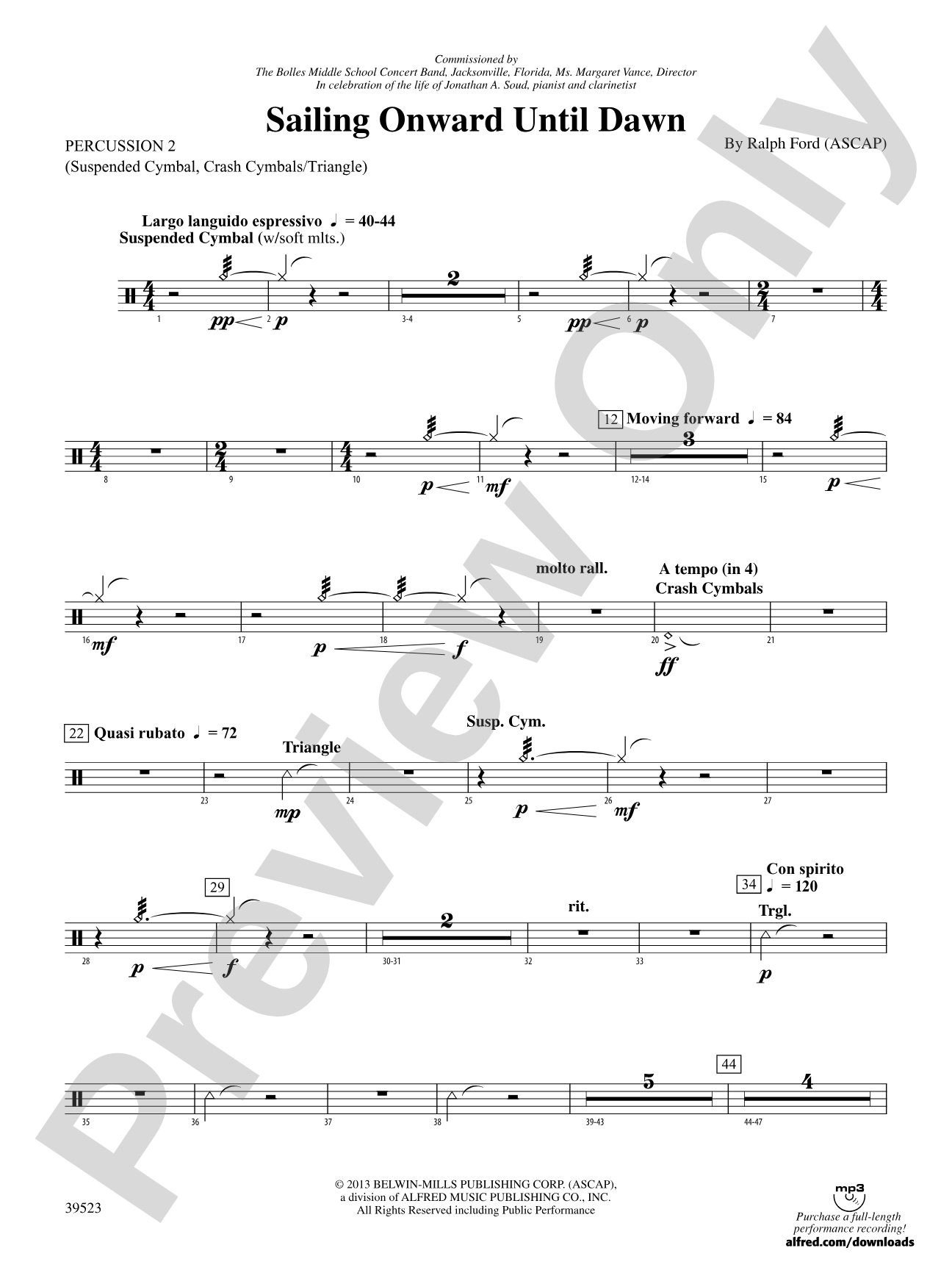 Sailing Onward Until Dawn: 2nd Percussion