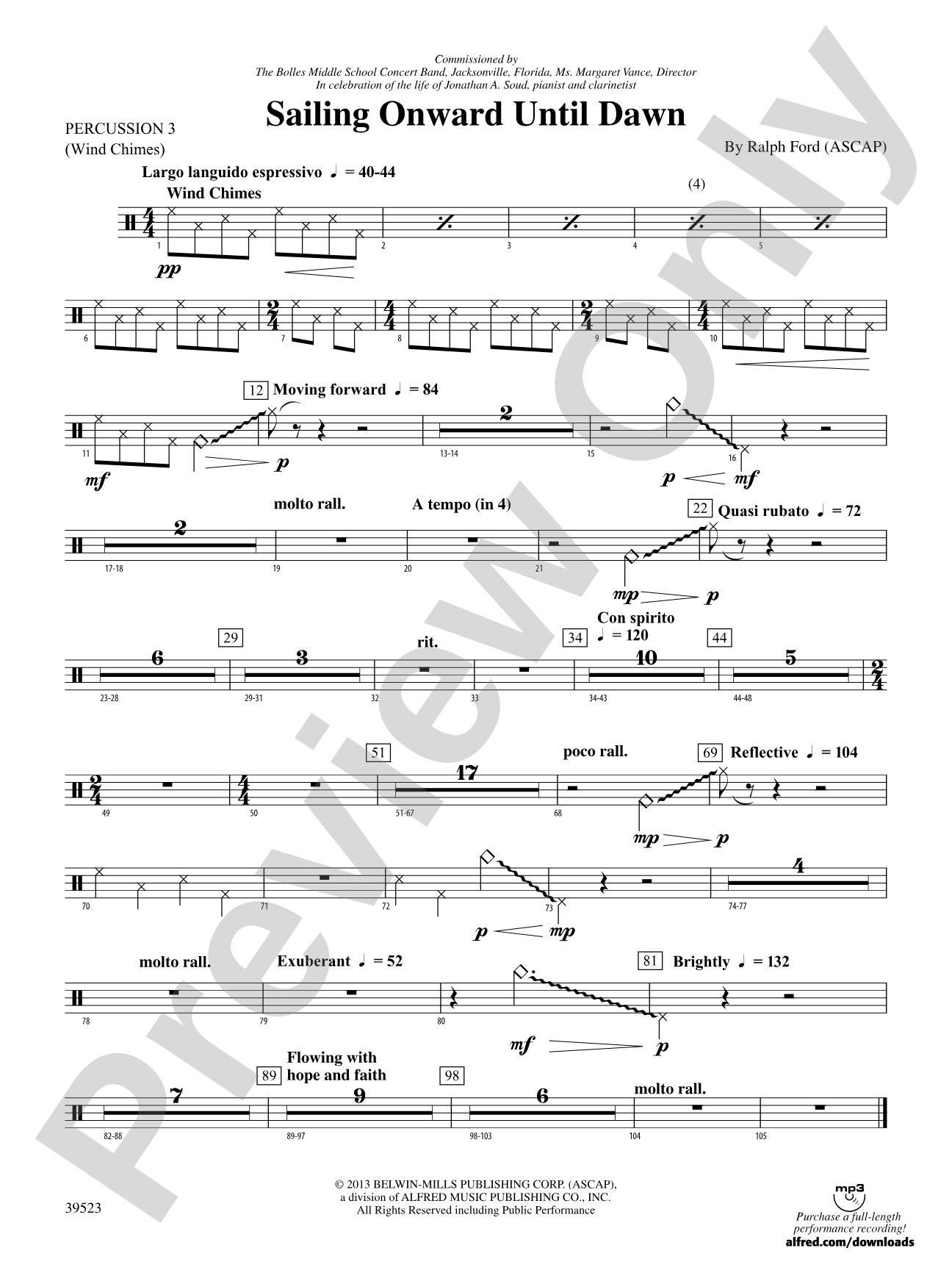 Sailing Onward Until Dawn: 3rd Percussion