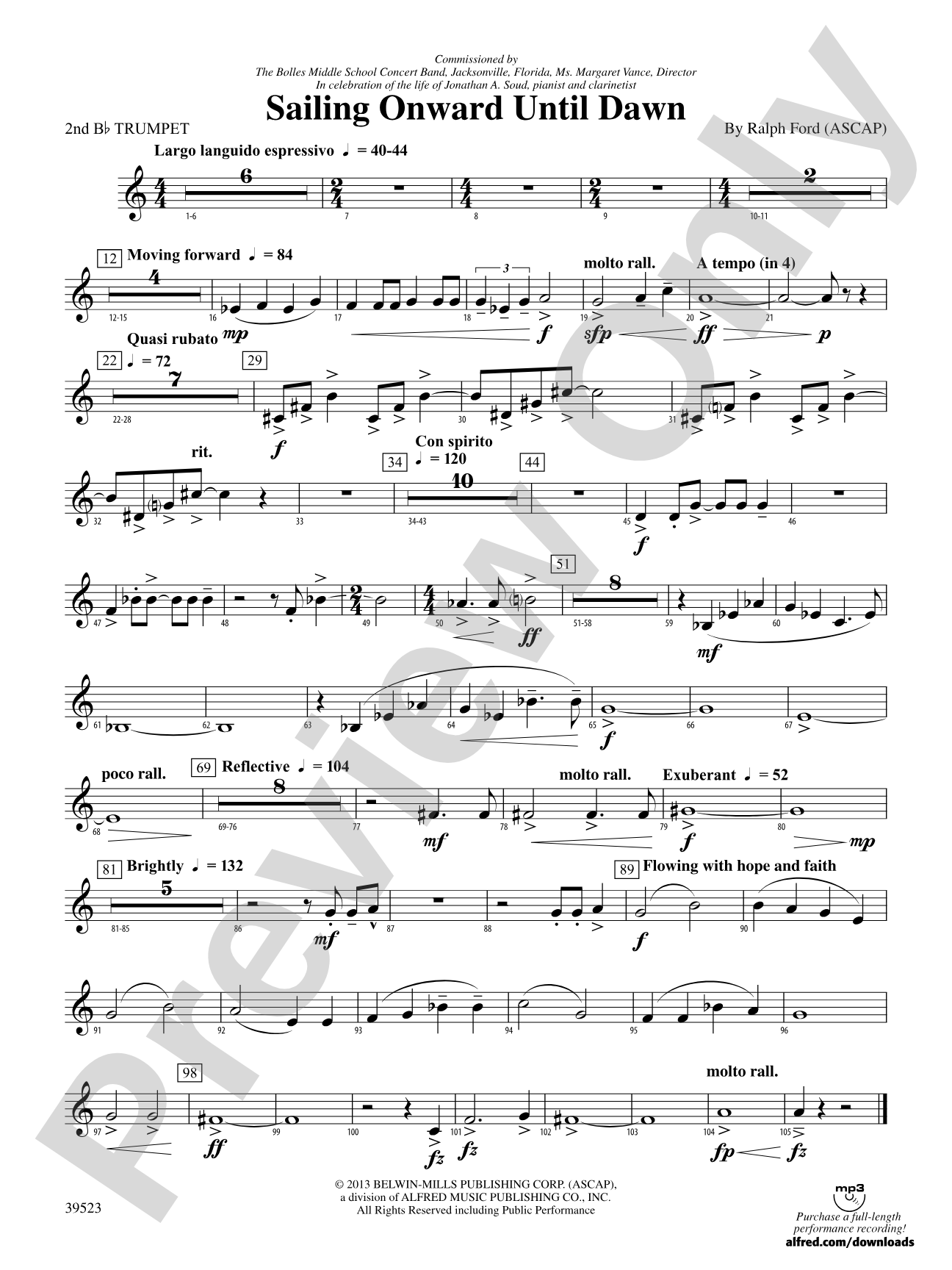 Sailing Onward Until Dawn: 2nd B-flat Trumpet