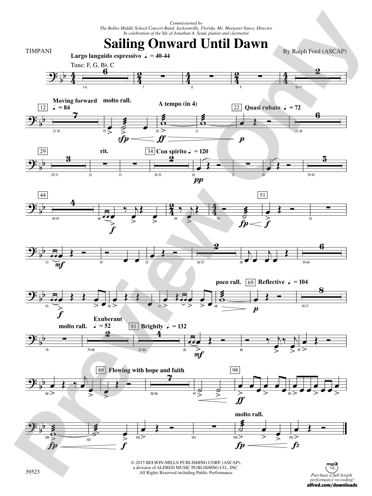 Sailing Onward Until Dawn: Timpani