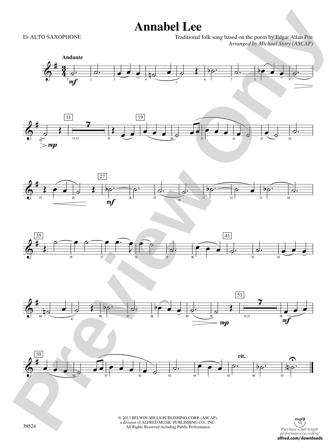 Annabel Lee: E-flat Alto Saxophone