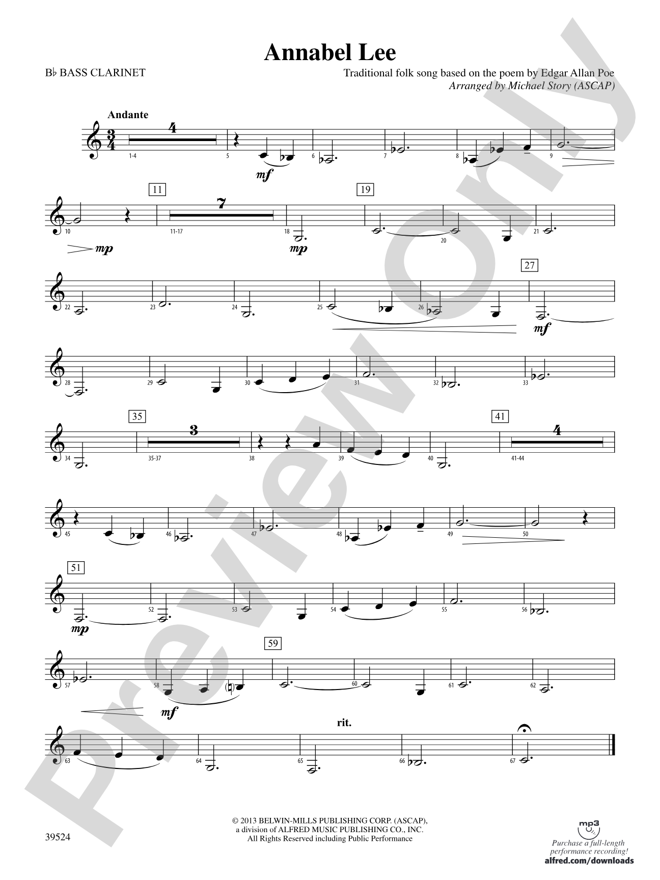 Annabel Lee: B-flat Bass Clarinet