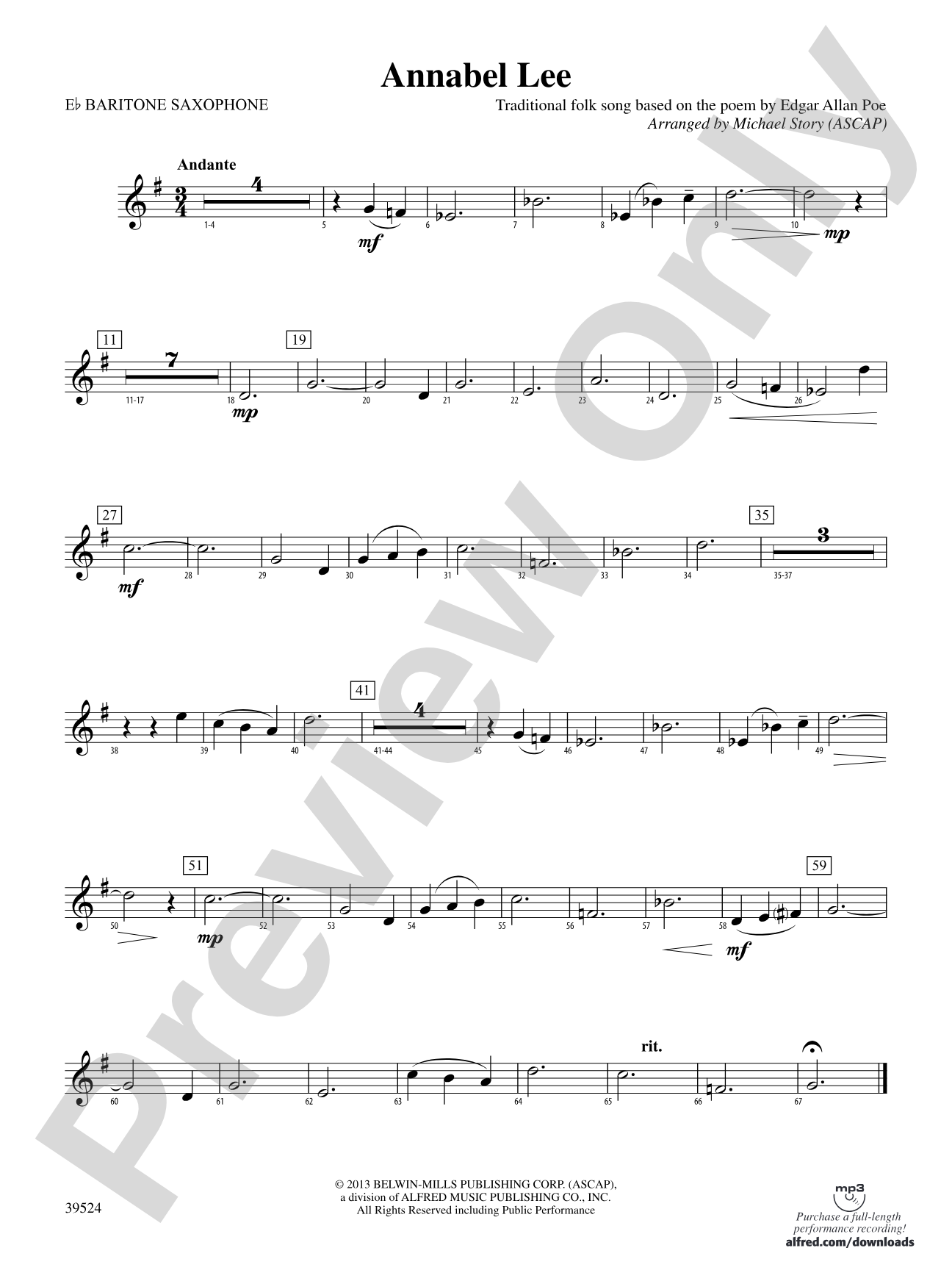 Annabel Lee: E-flat Baritone Saxophone