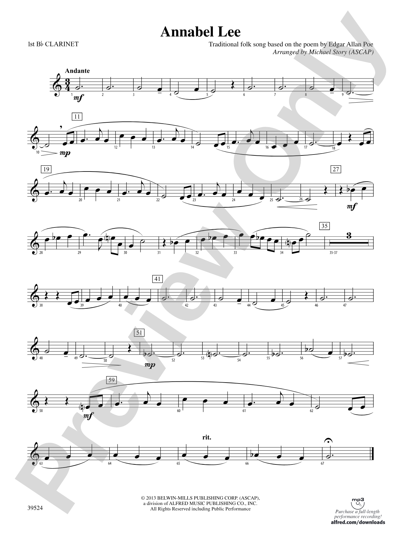 Annabel Lee: 1st B-flat Clarinet