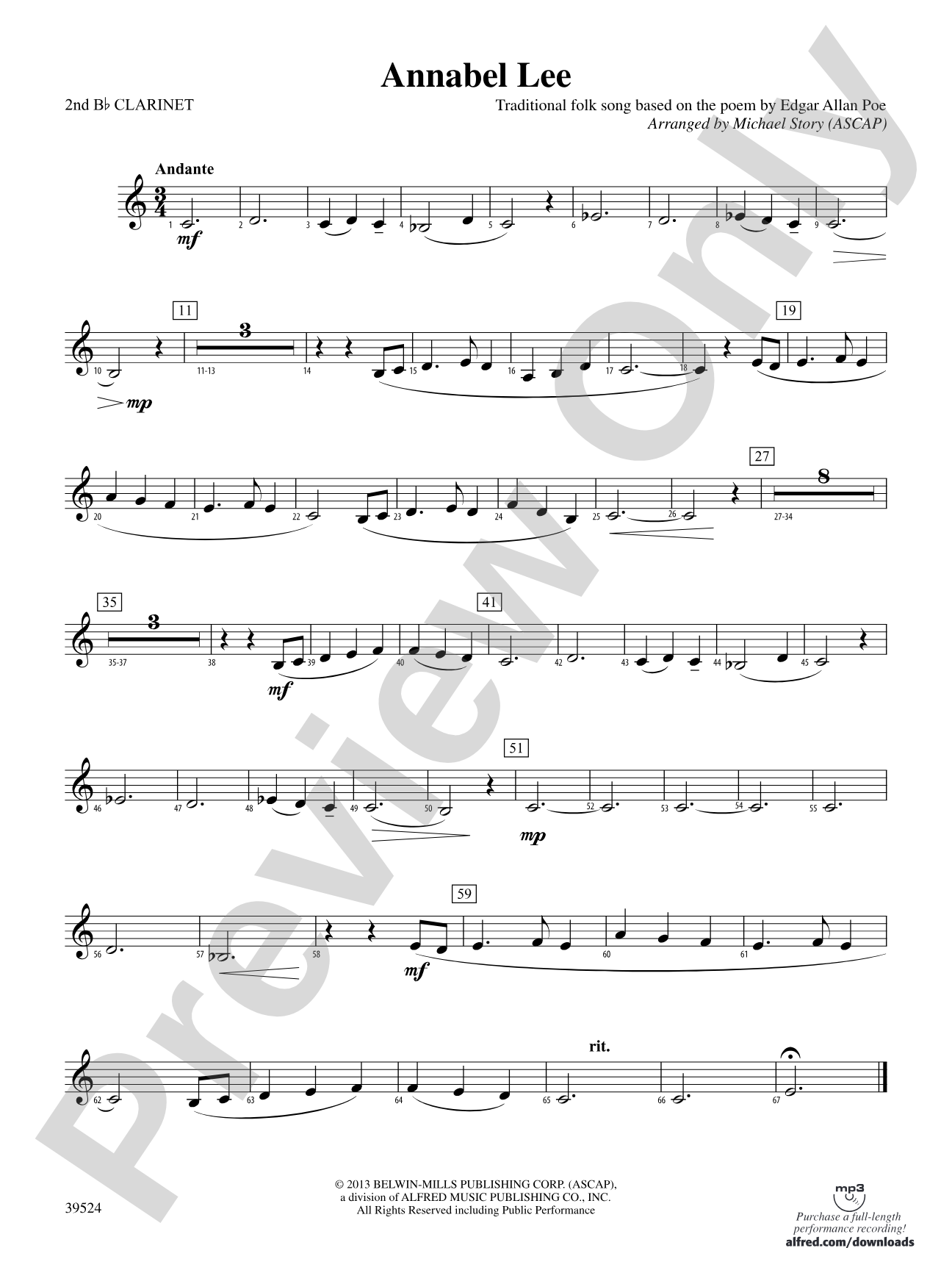 Annabel Lee: 2nd B-flat Clarinet