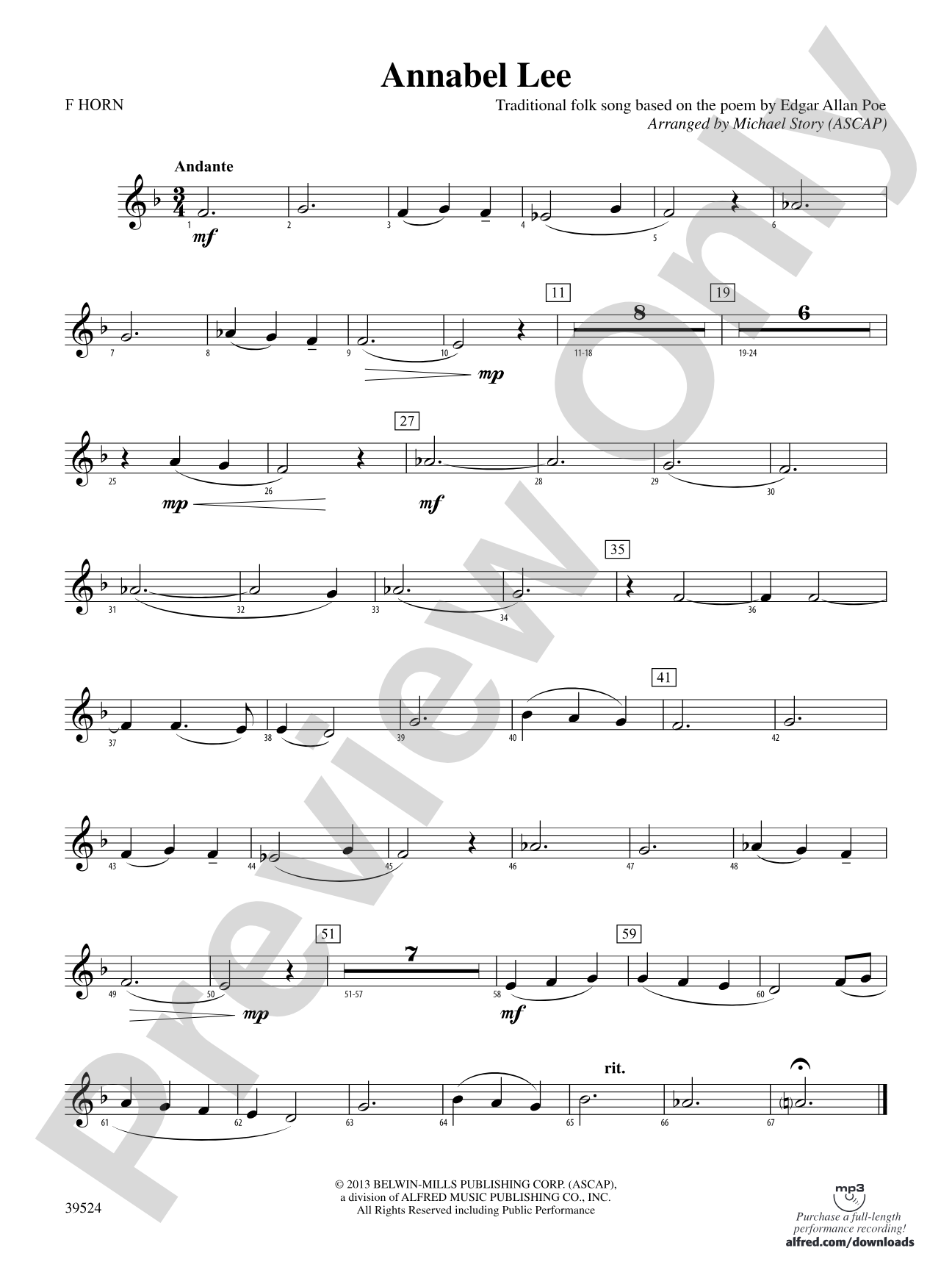 Annabel Lee: 1st F Horn